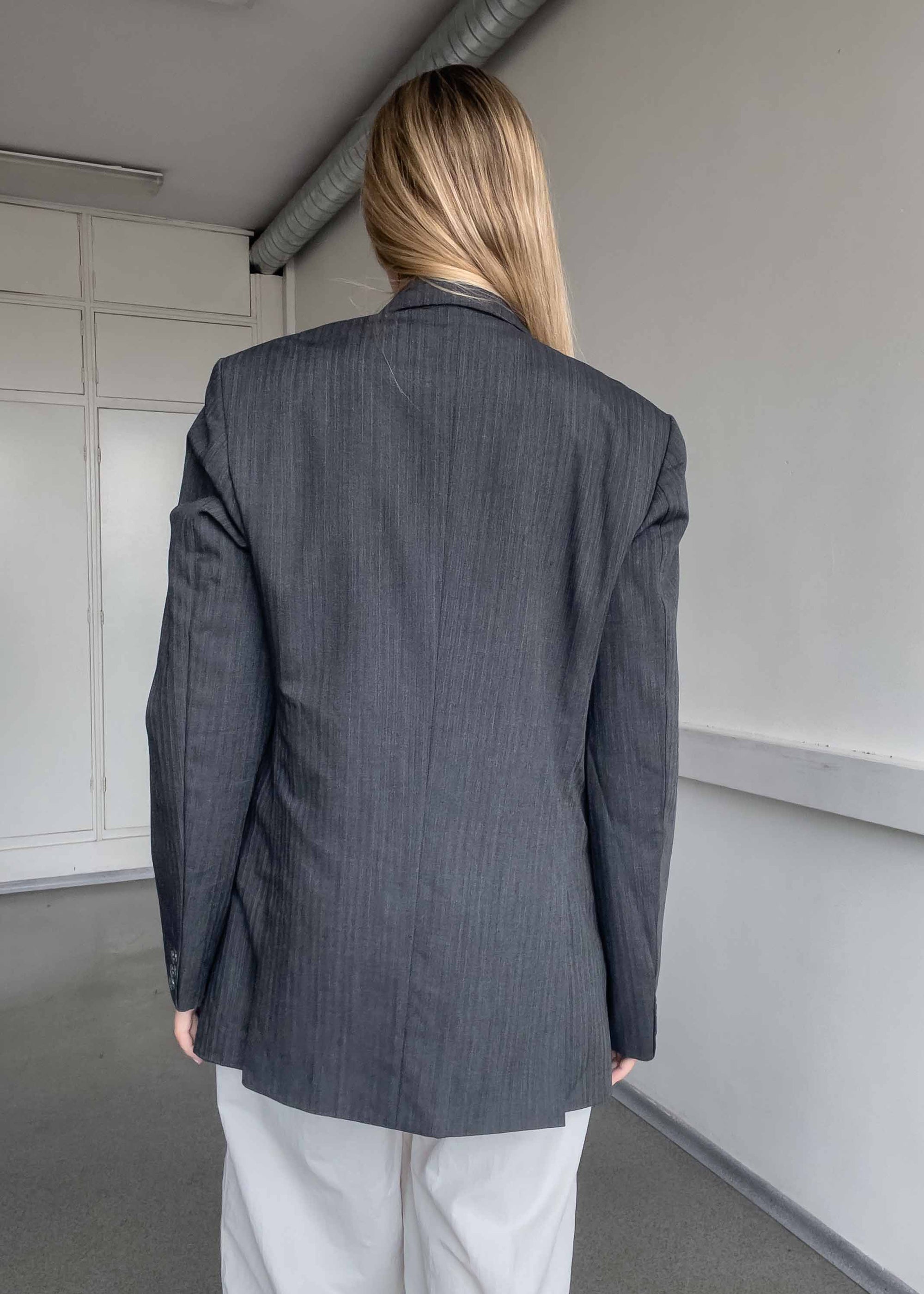 Vintage Grey Stripy Smaller Fit Blazer