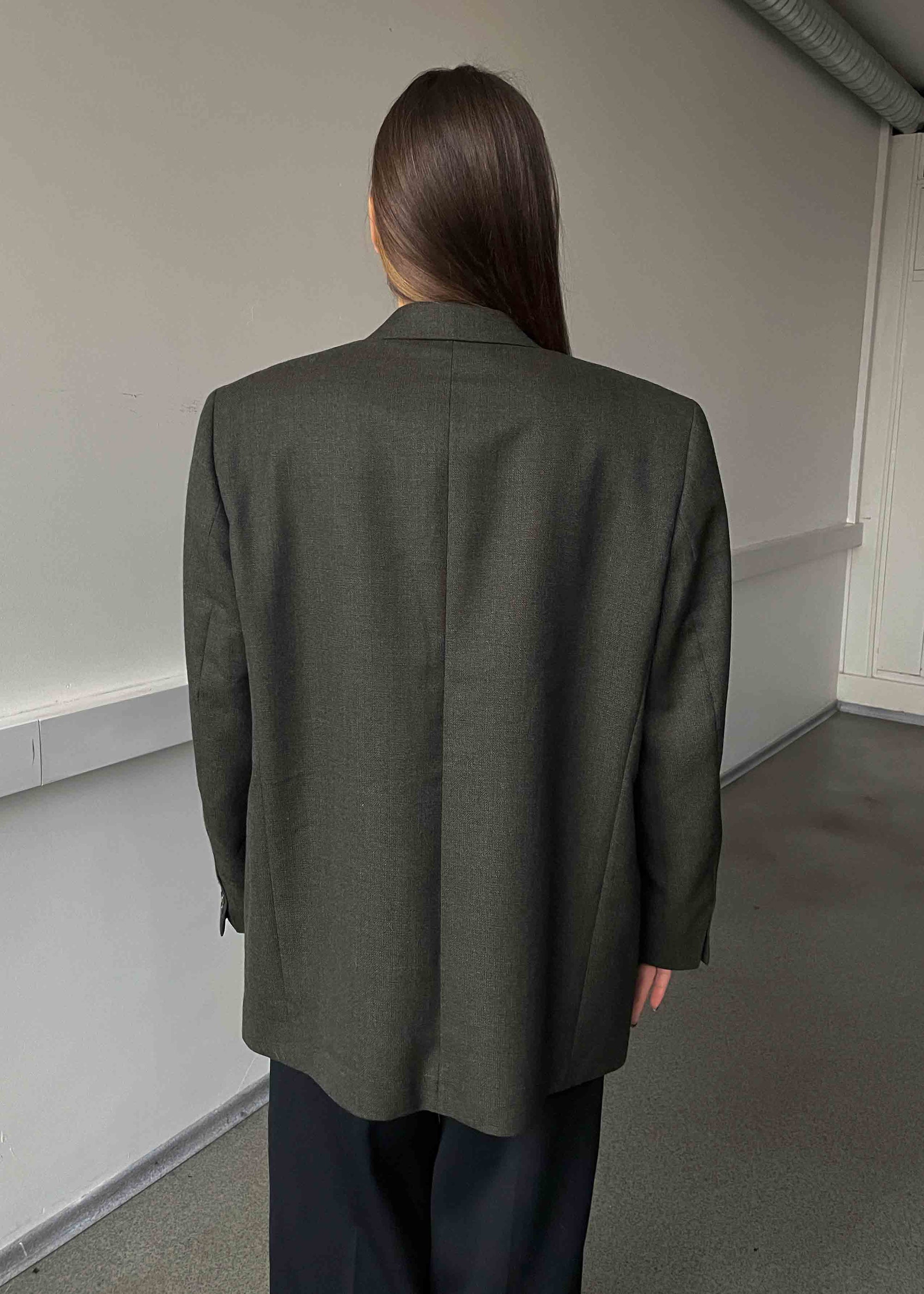 Vintage Khaki Green Oversized Blazer