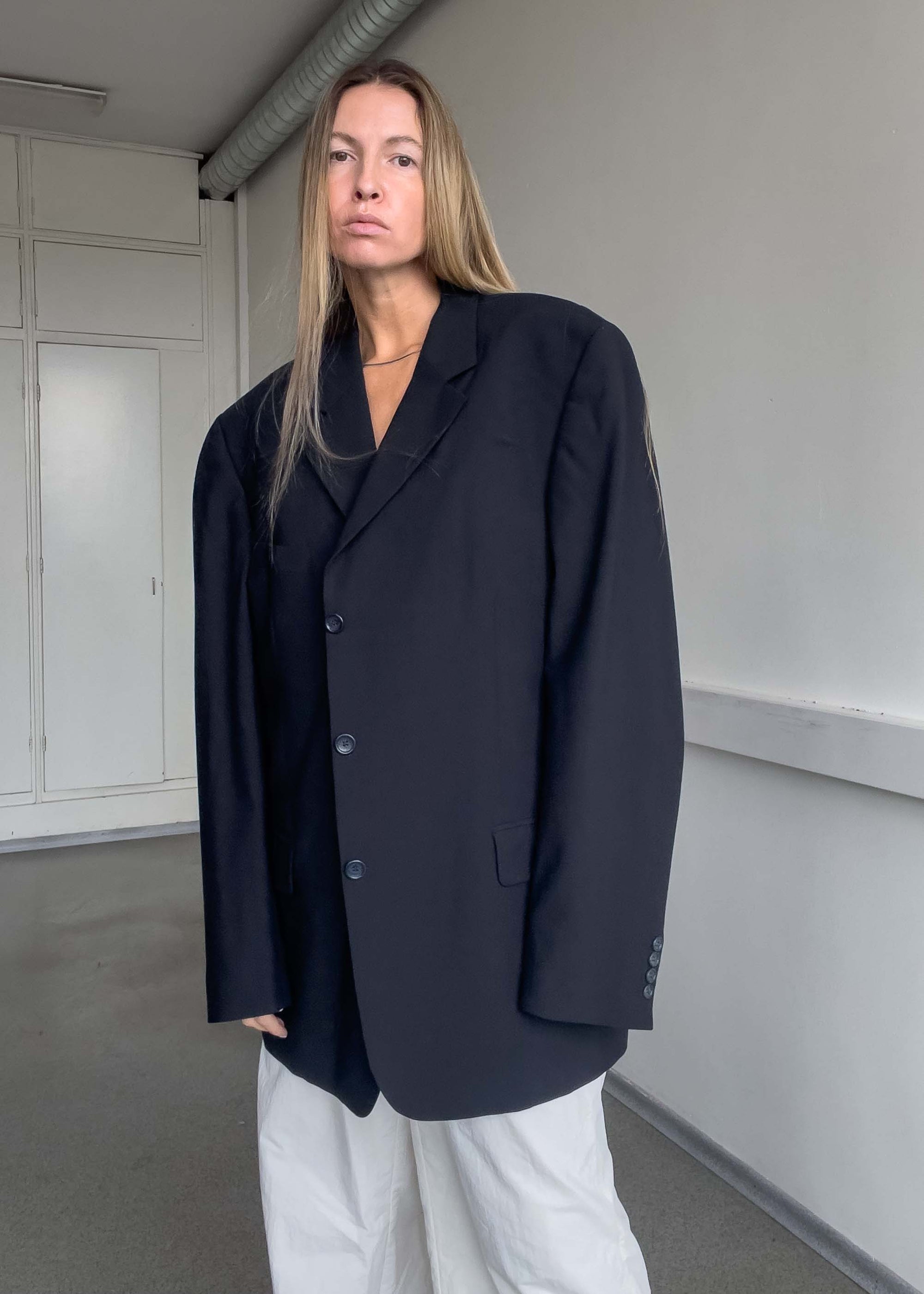 Vintage Navy Blue Oversized Blazer