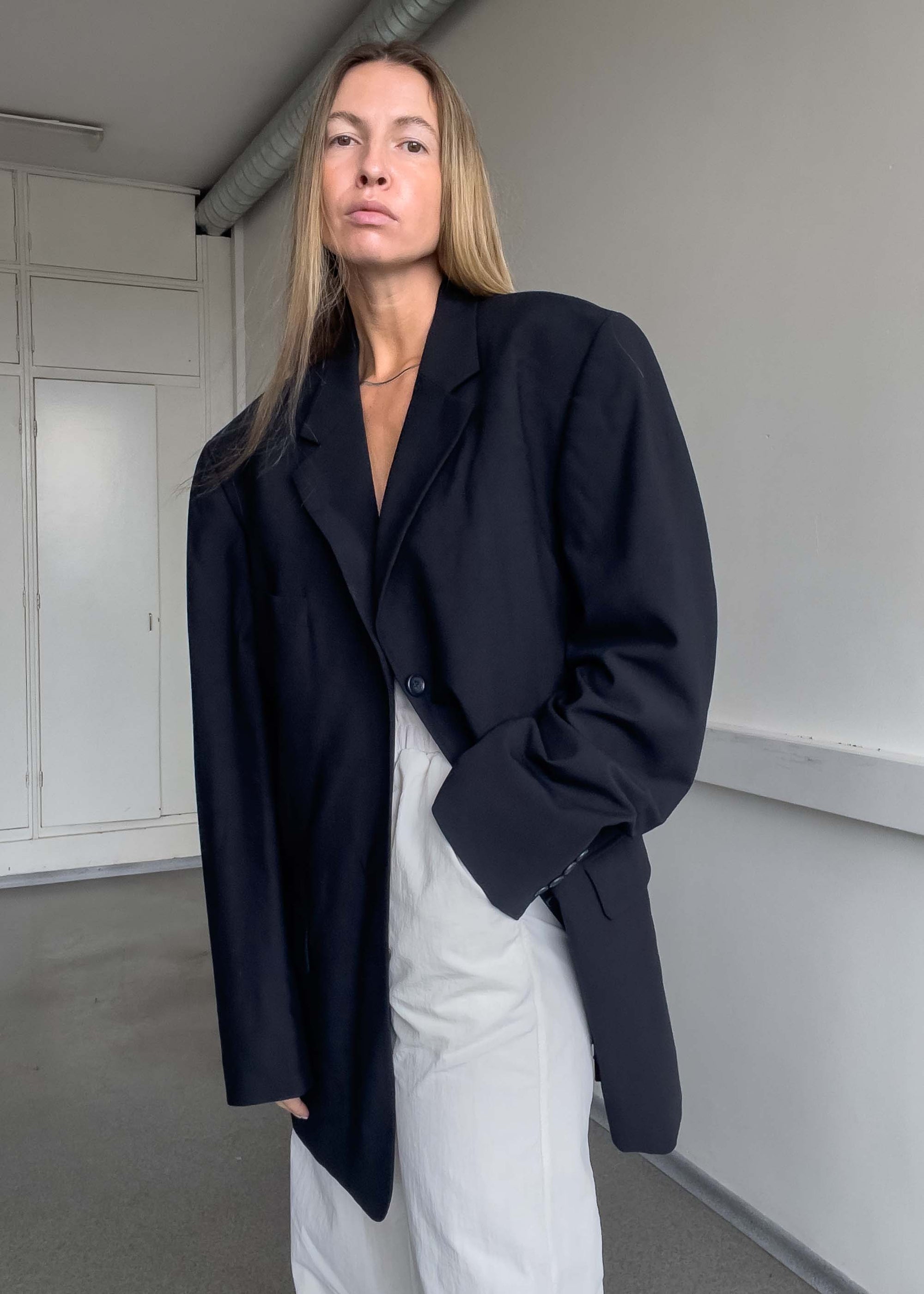 Vintage Navy Blue Oversized Blazer