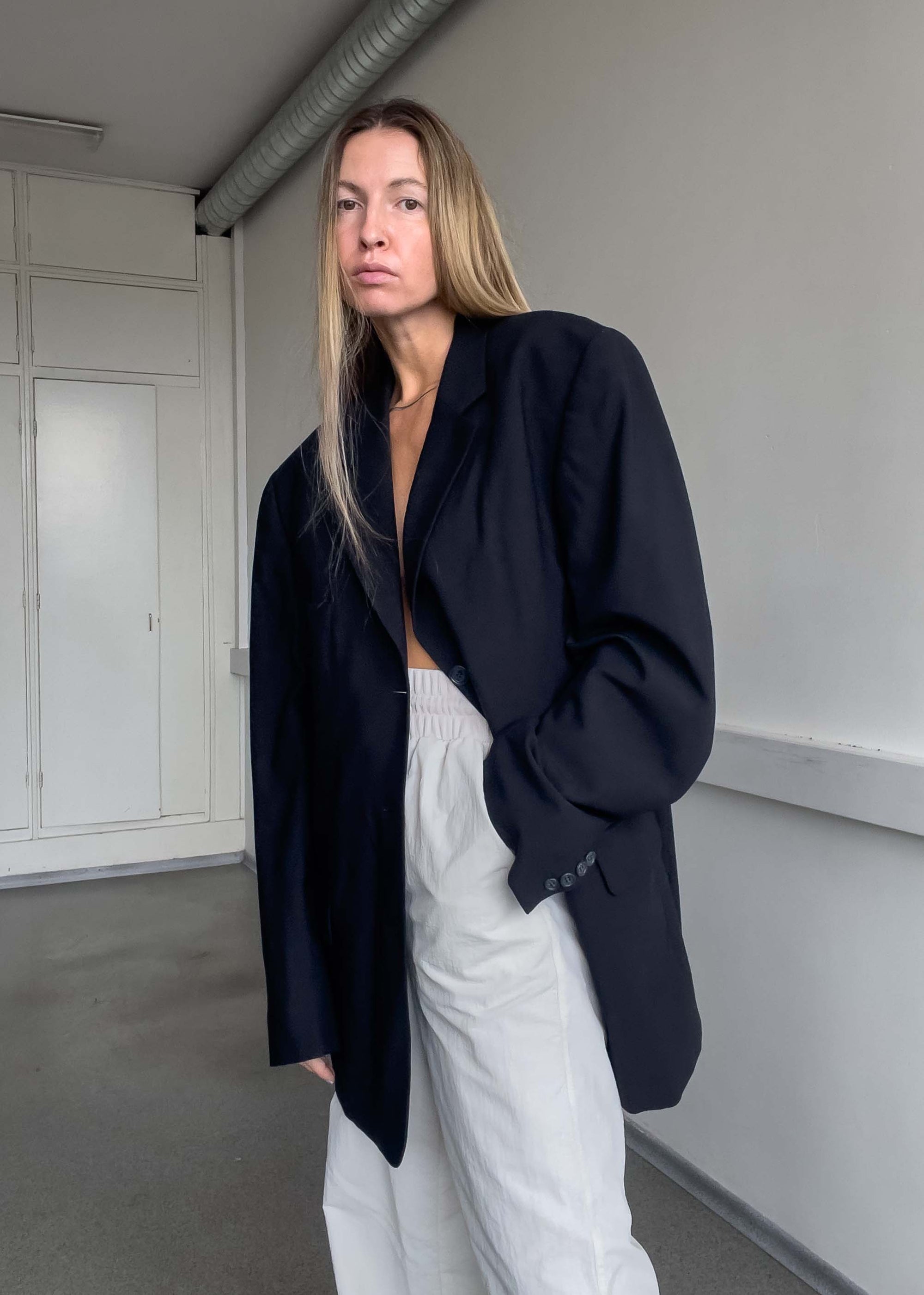 Vintage Navy Blue Oversized Blazer
