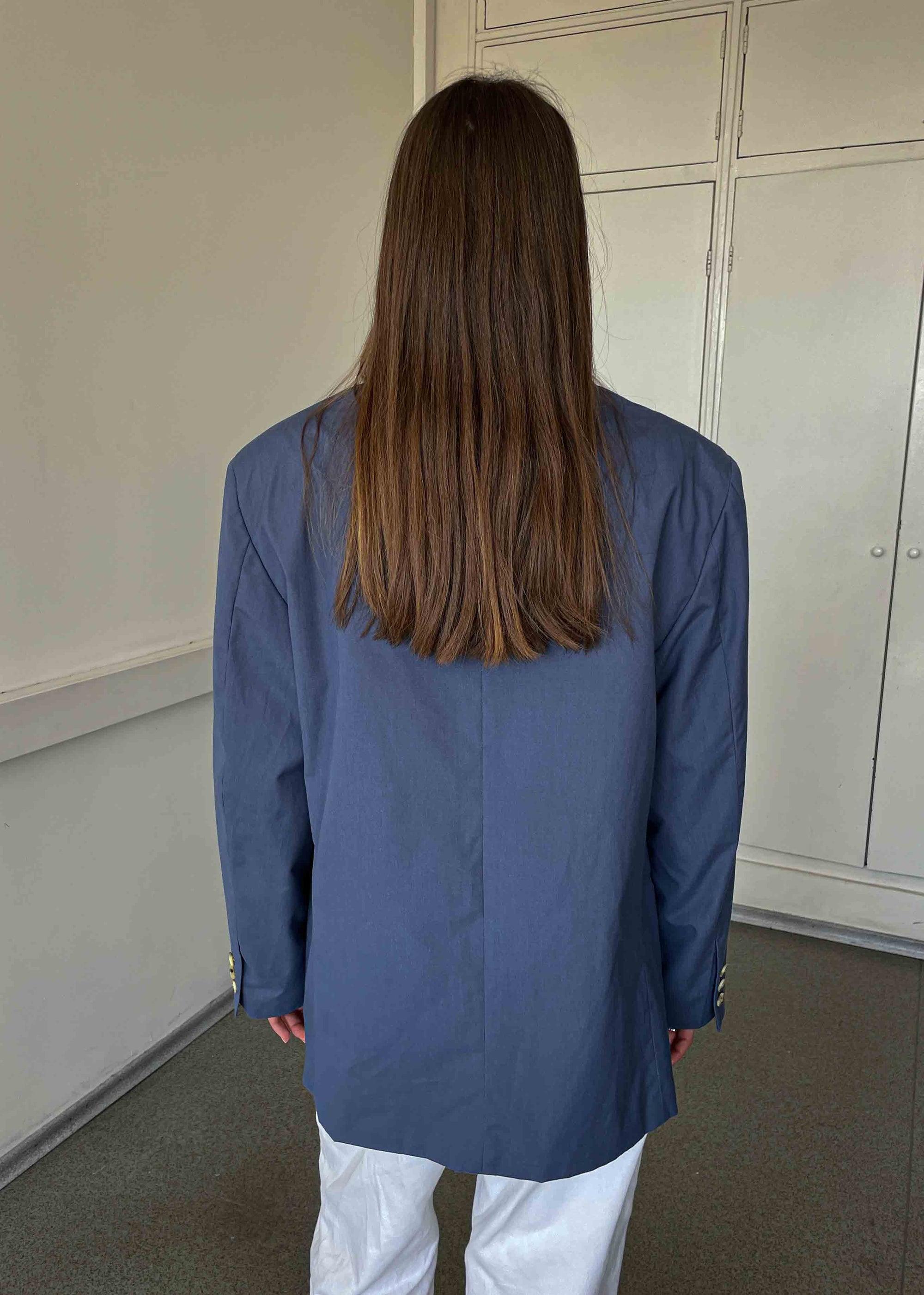 Vintage Blue Oversized Cotton Blazer