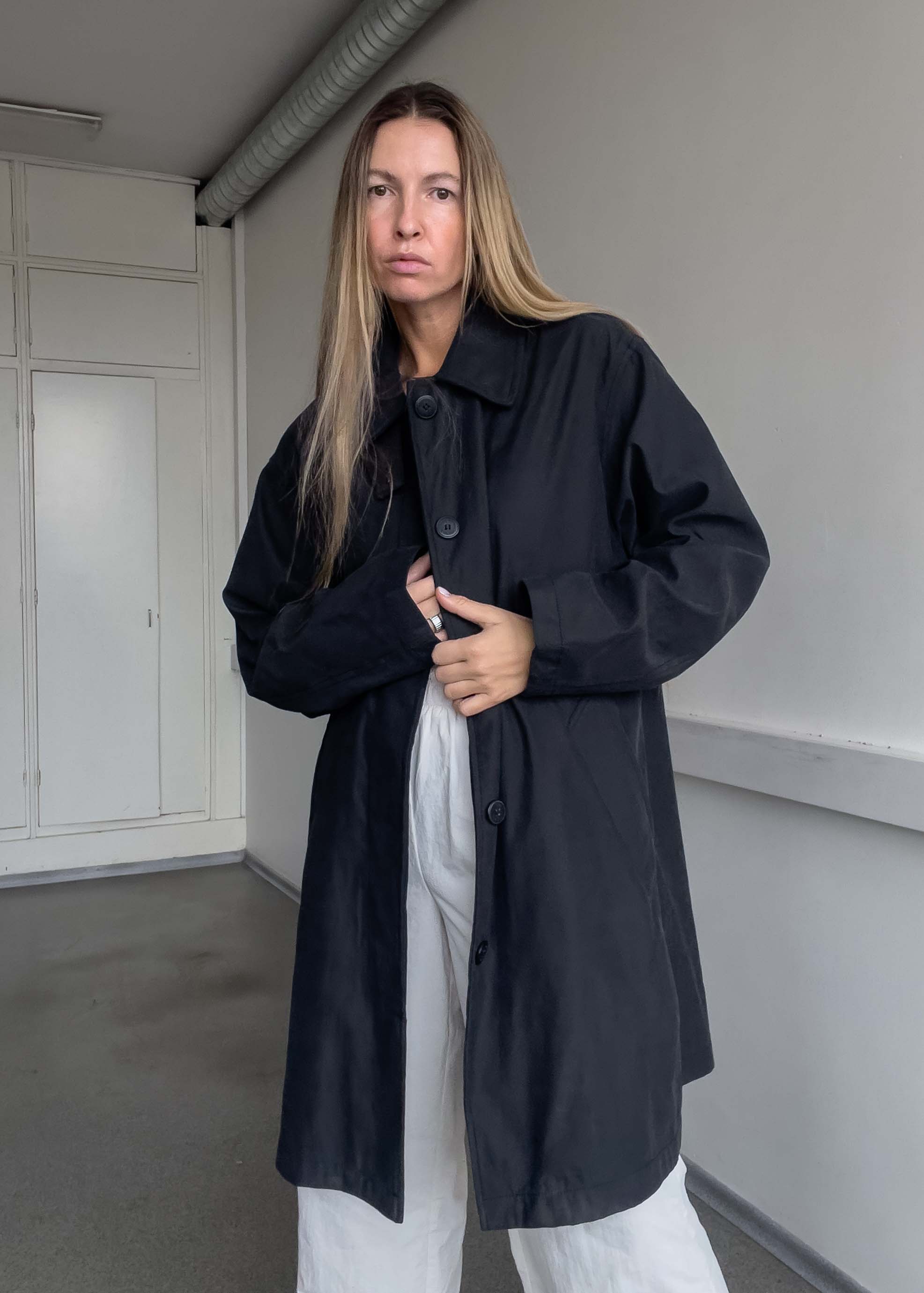 Vintage Dark Grey Oversized Rain Coat
