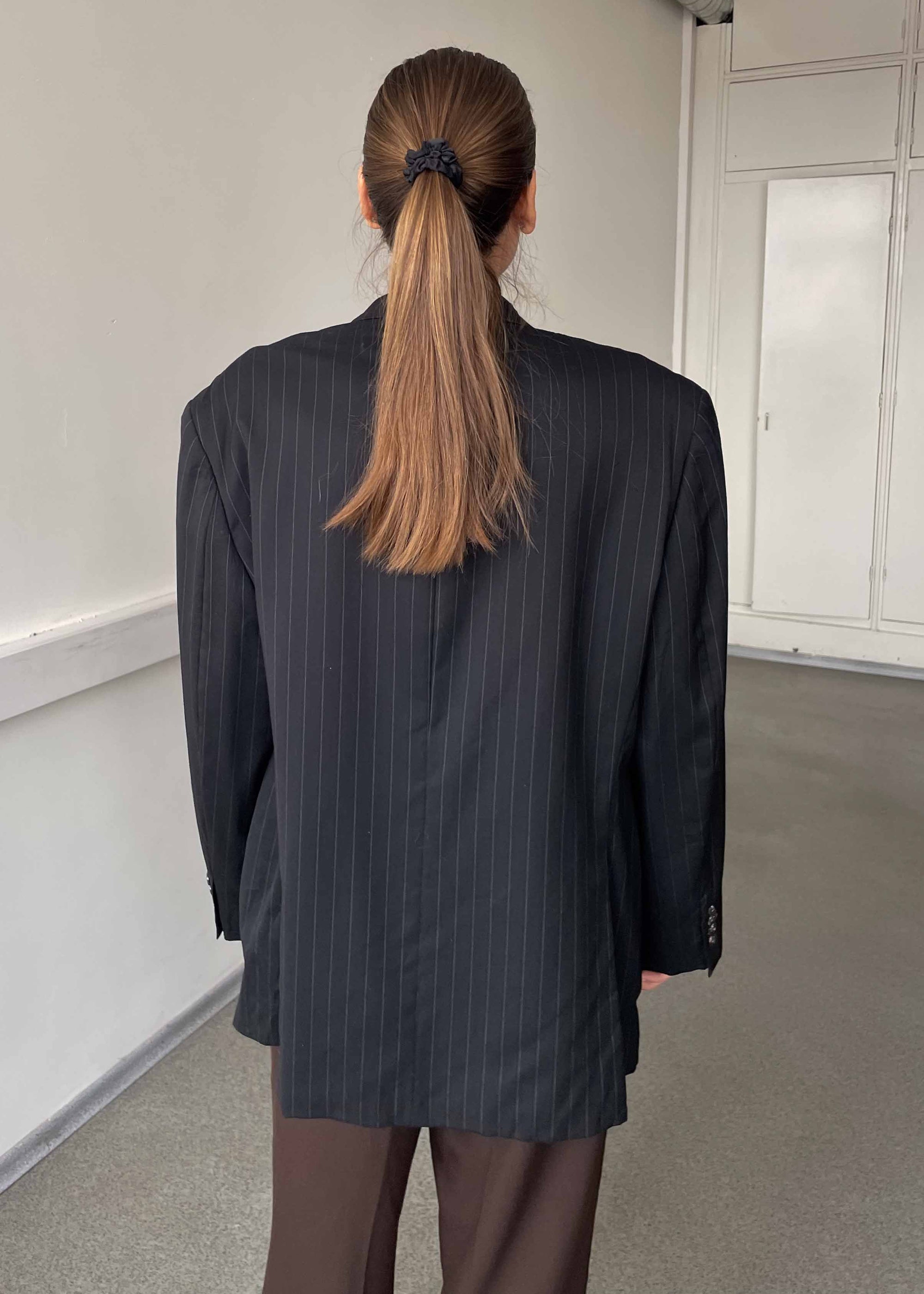 Vintage Black Stripped Oversized 100% WOOL Blazer CHAPS by RALPH LAUREN