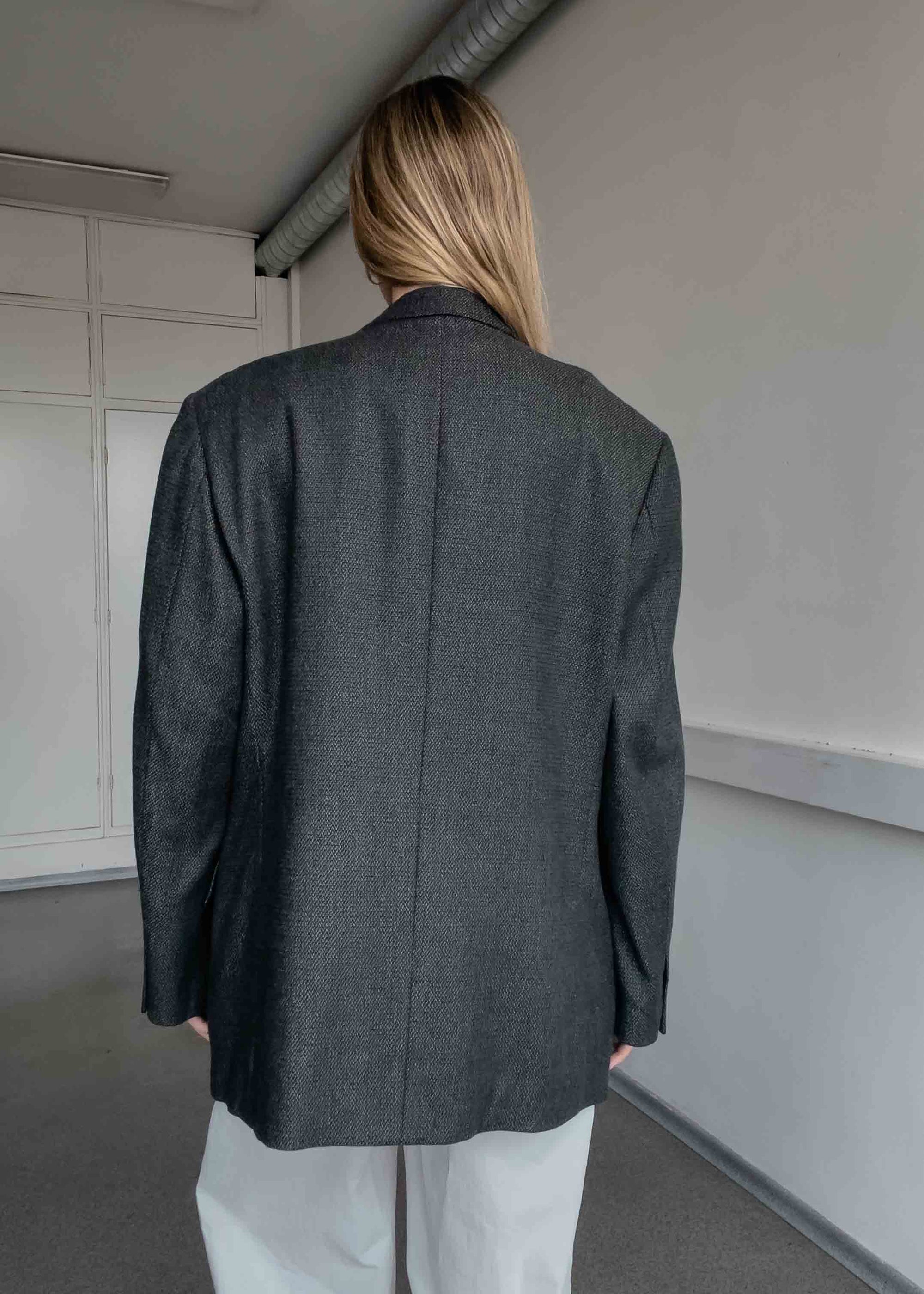 Vintage Oversized Blazer in Grey & Green Tones