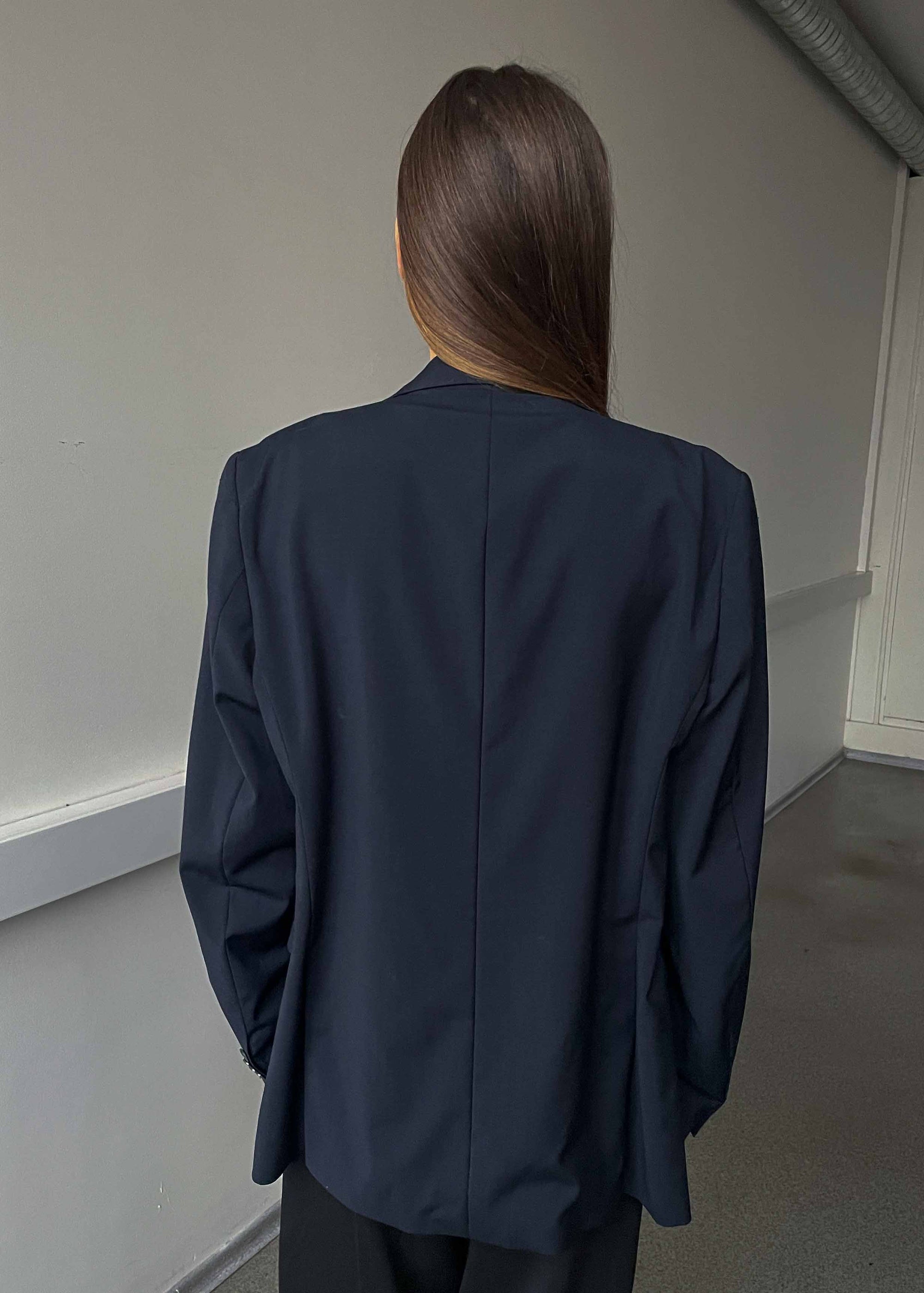 Vintage Navy Blue Oversized 100% WOOL Blazer