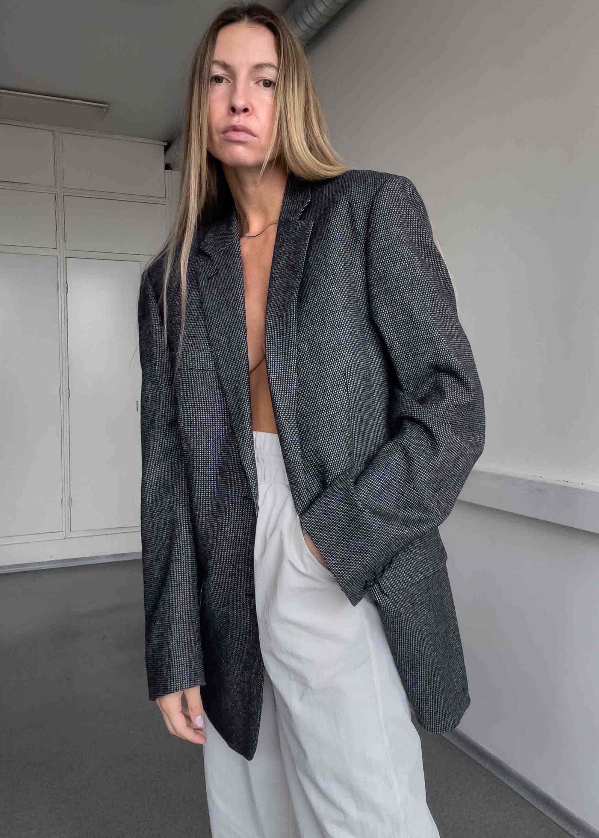 Vintage Grey Oversized Blazer