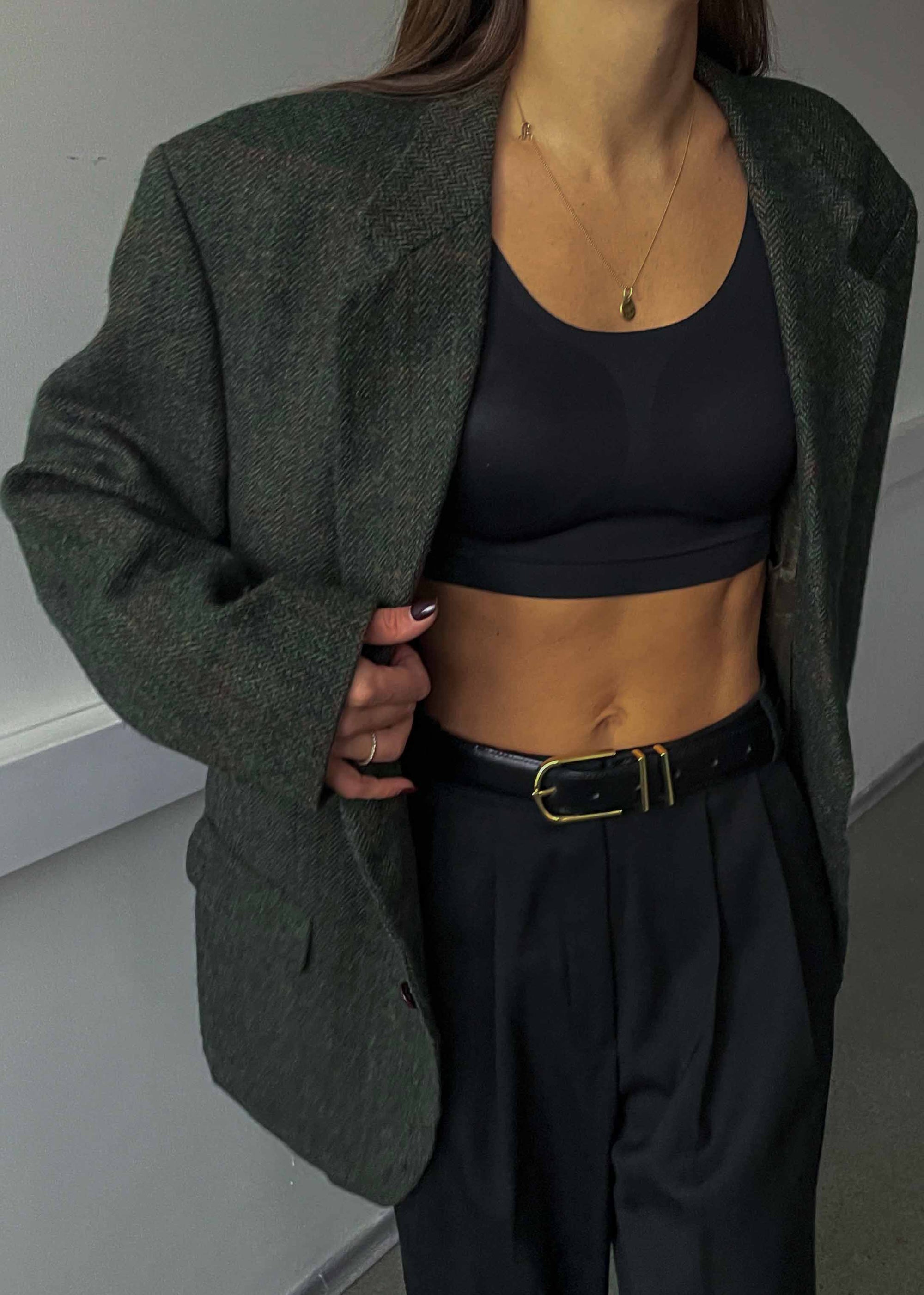 Vintage Green Patterned Oversized 100% WOOL Blazer