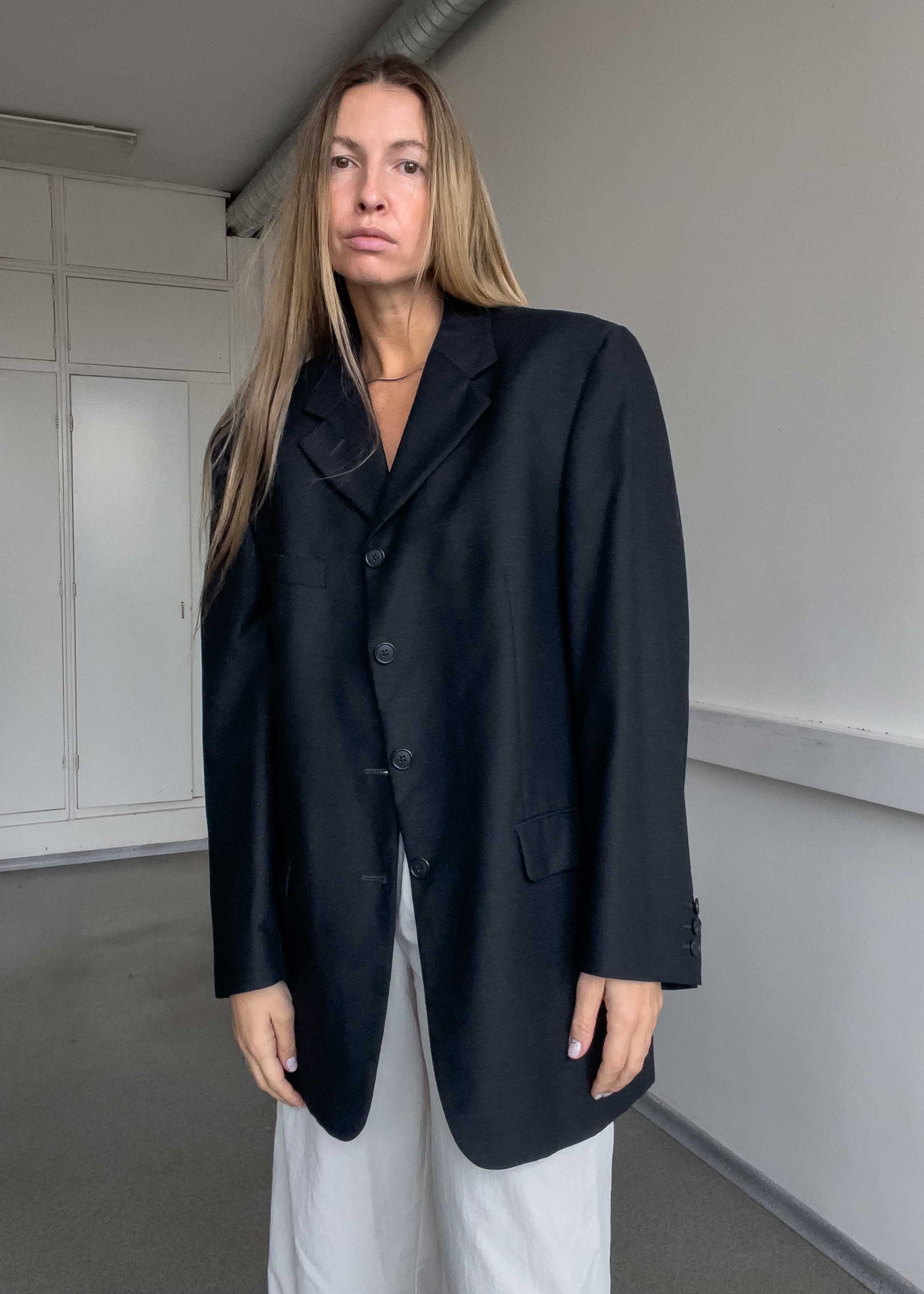 Vintage Dark Grey Oversized Blazer