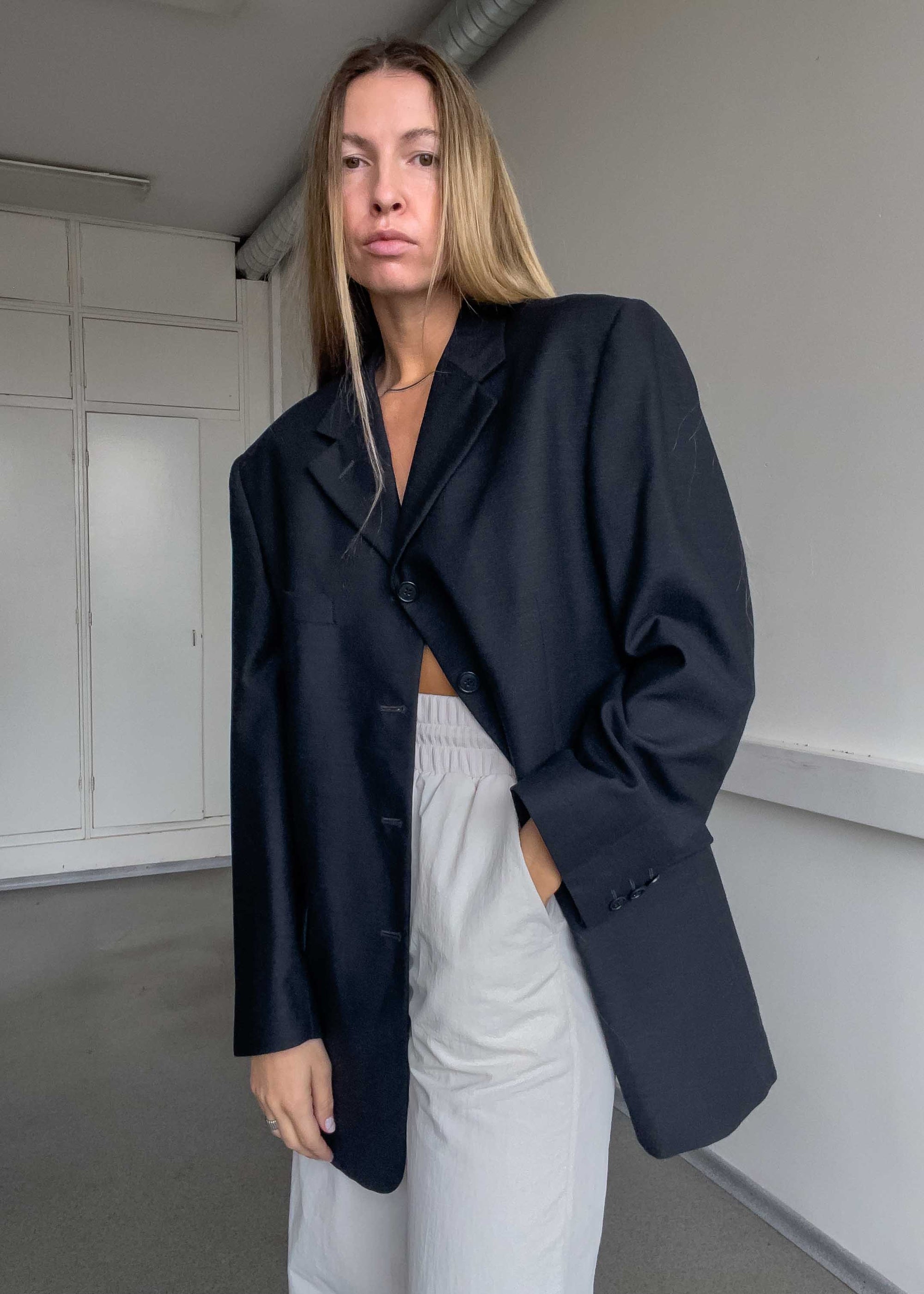 Vintage Dark Grey Oversized Blazer