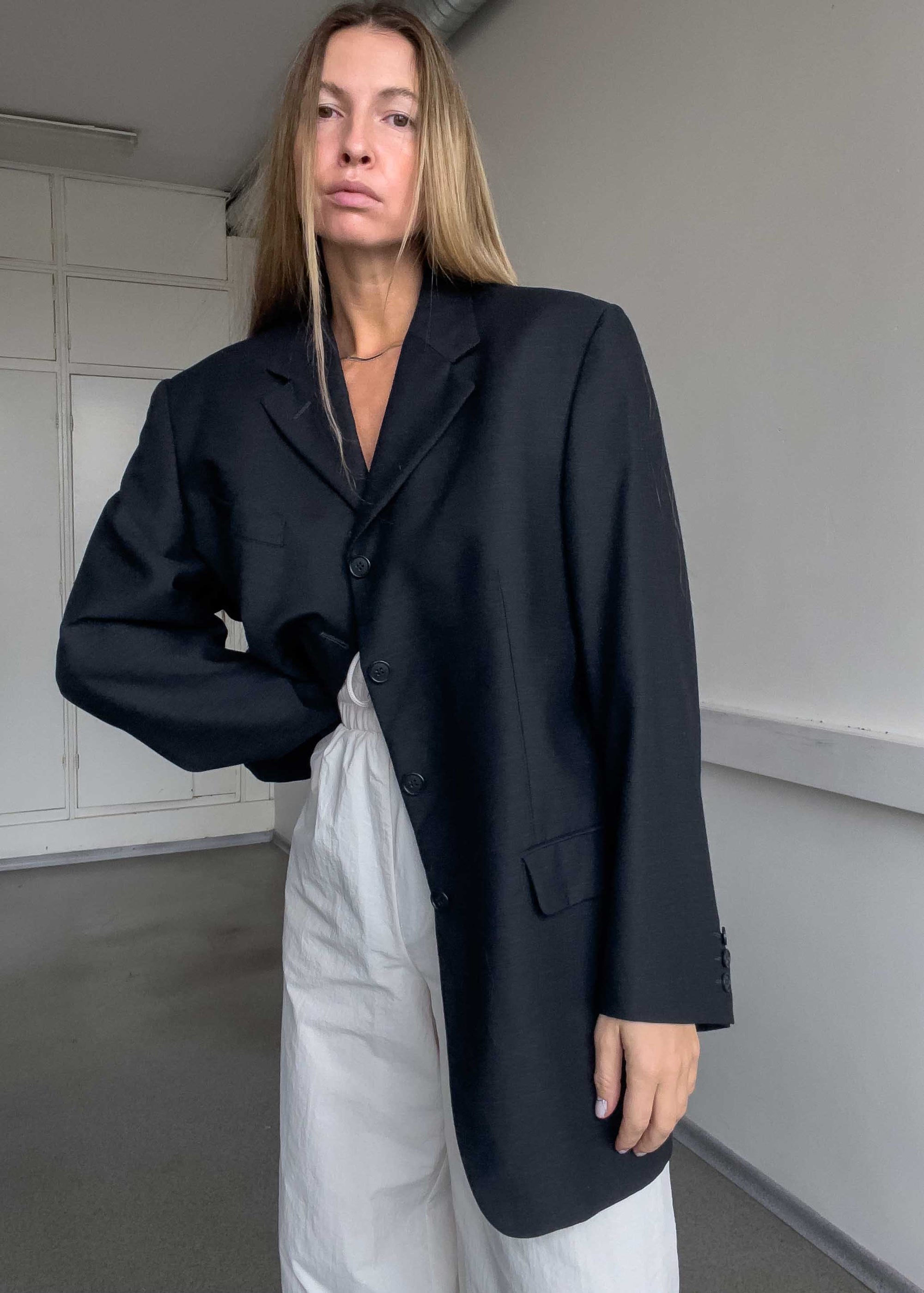 Vintage Dark Grey Oversized Blazer