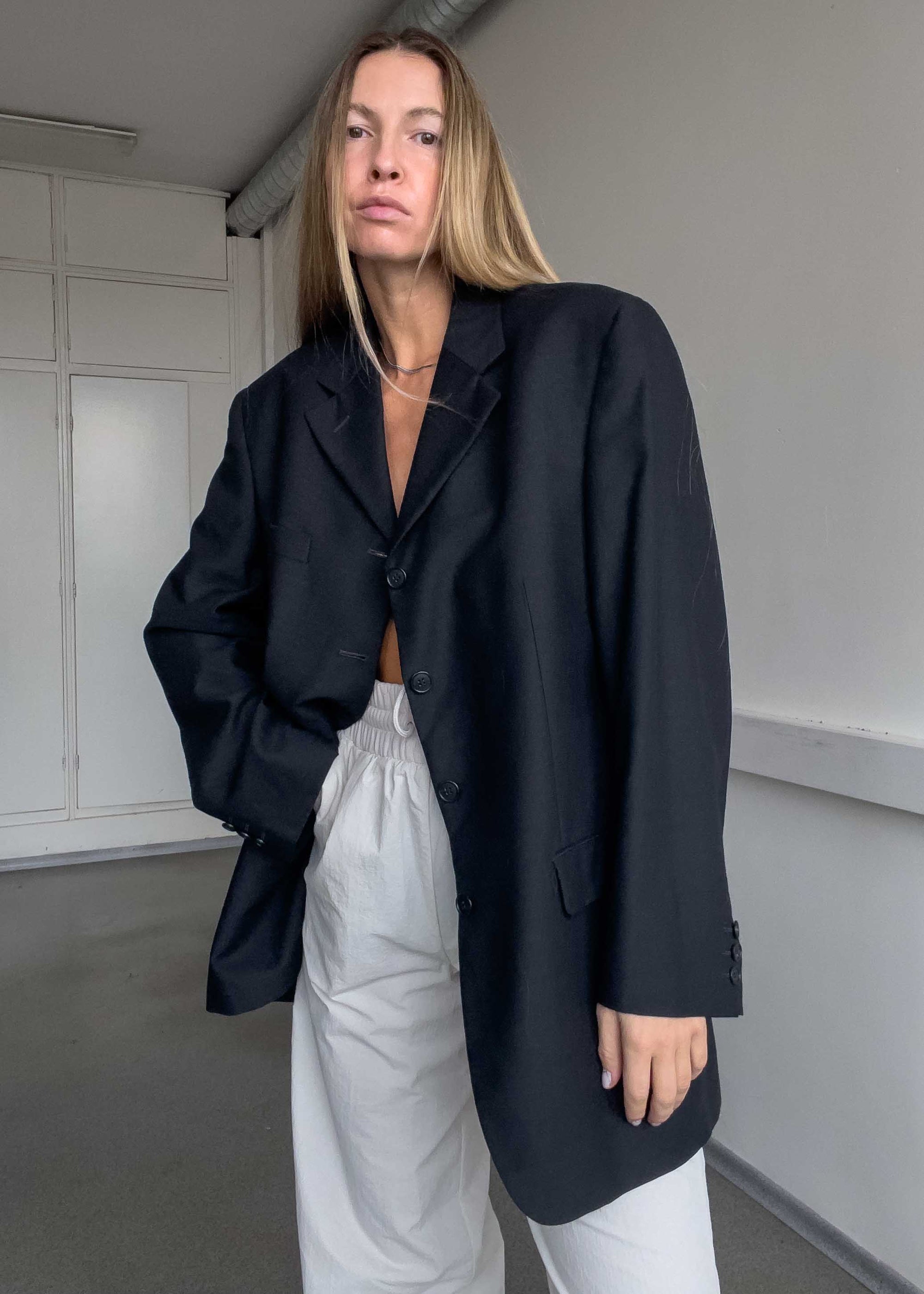 Vintage Dark Grey Oversized Blazer