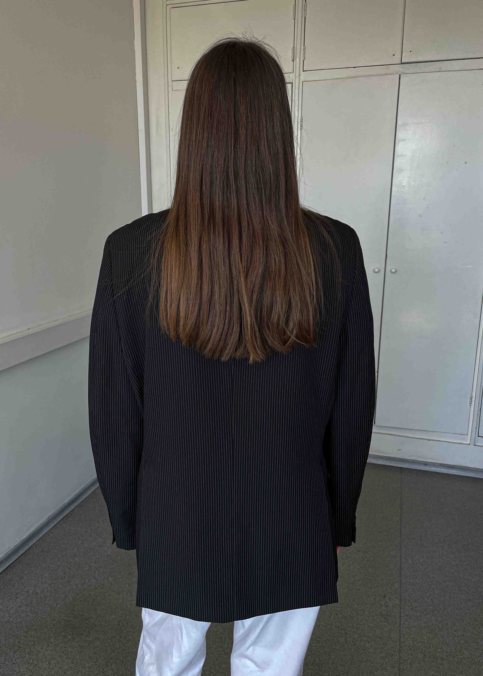 Vintage Black Striped Oversized Blazer