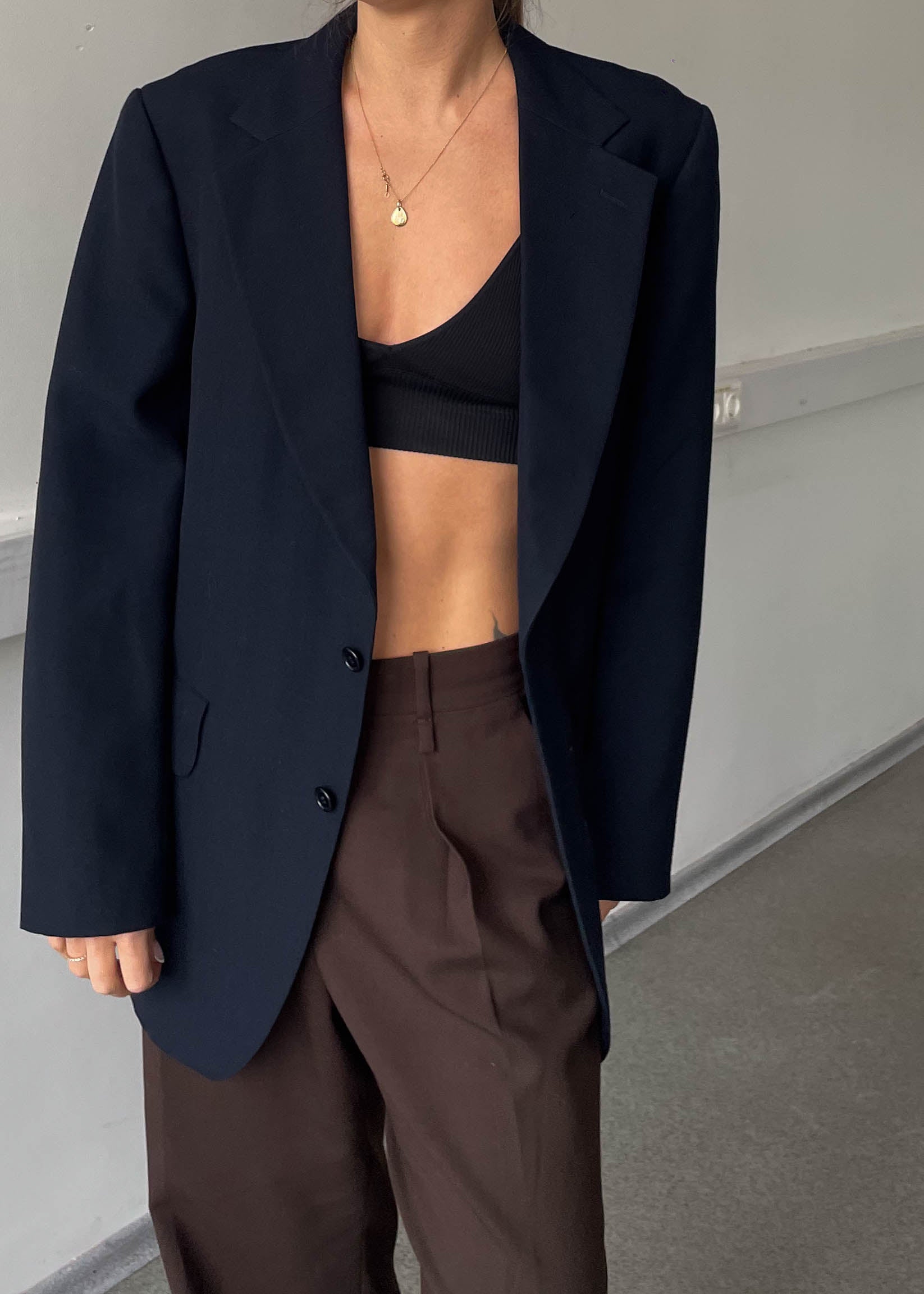 Vintage Navy Blue Oversized Blazer