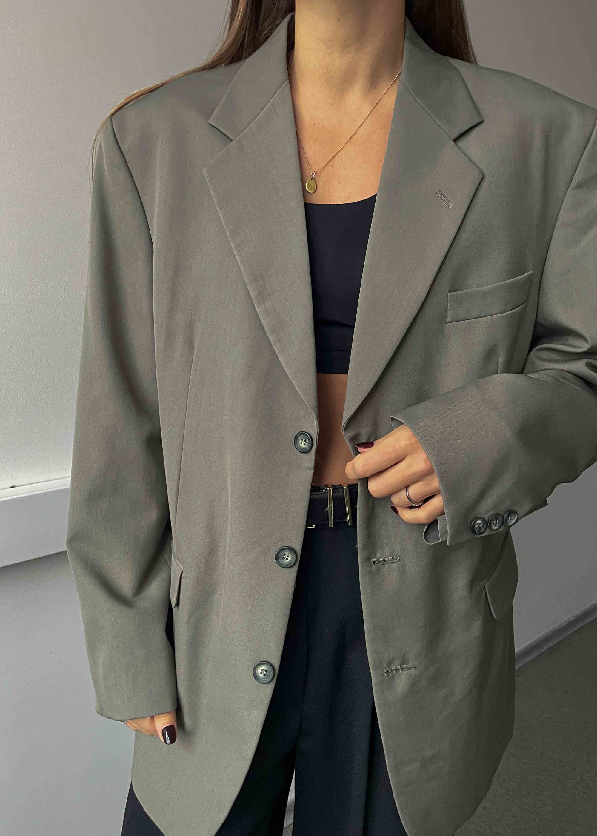 Vintage Sage Green Oversized Blazer