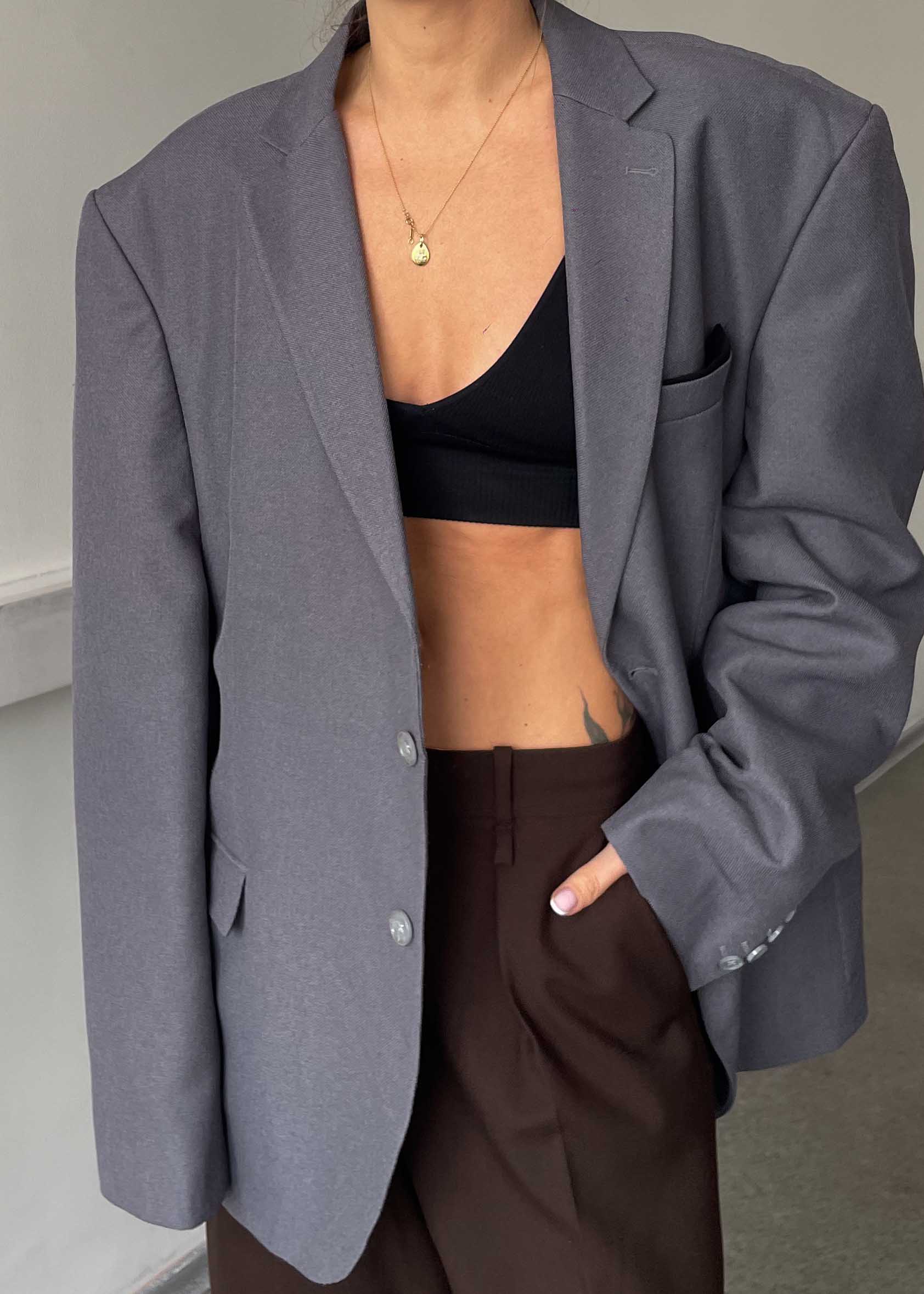 Vintage Grey/Lilac Oversized Blazer