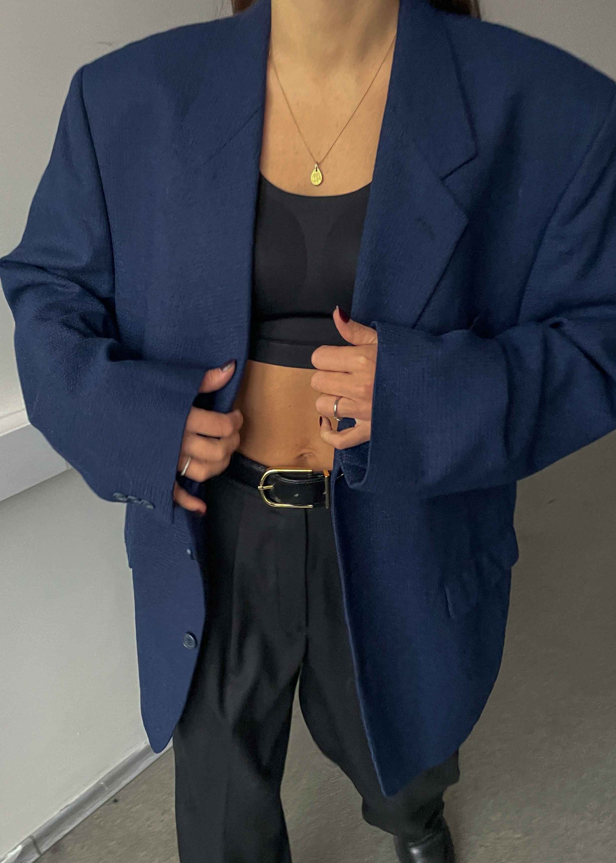 Vintage Blue Patterned Oversized Blazer