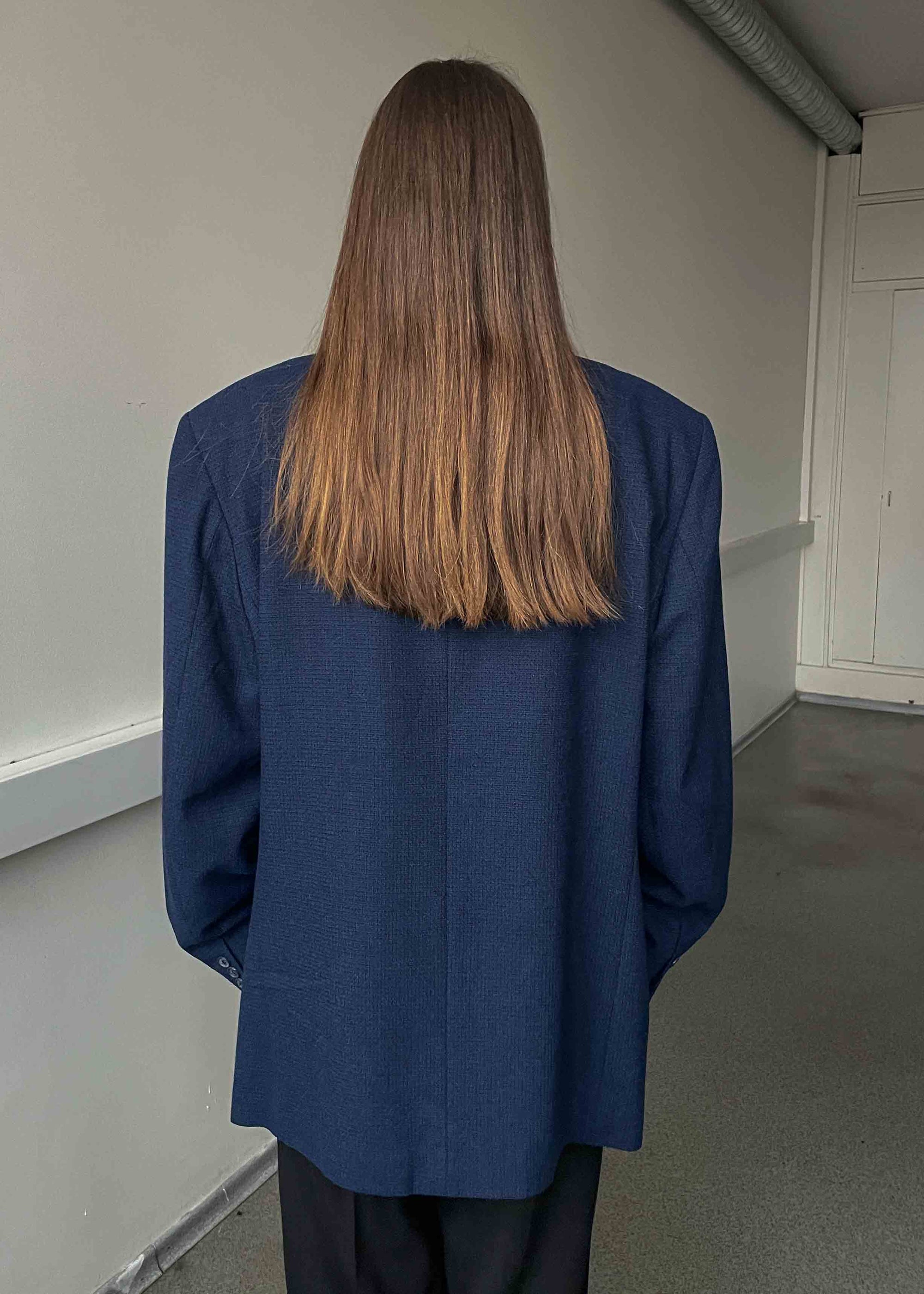 Vintage Blue Patterned Oversized Blazer