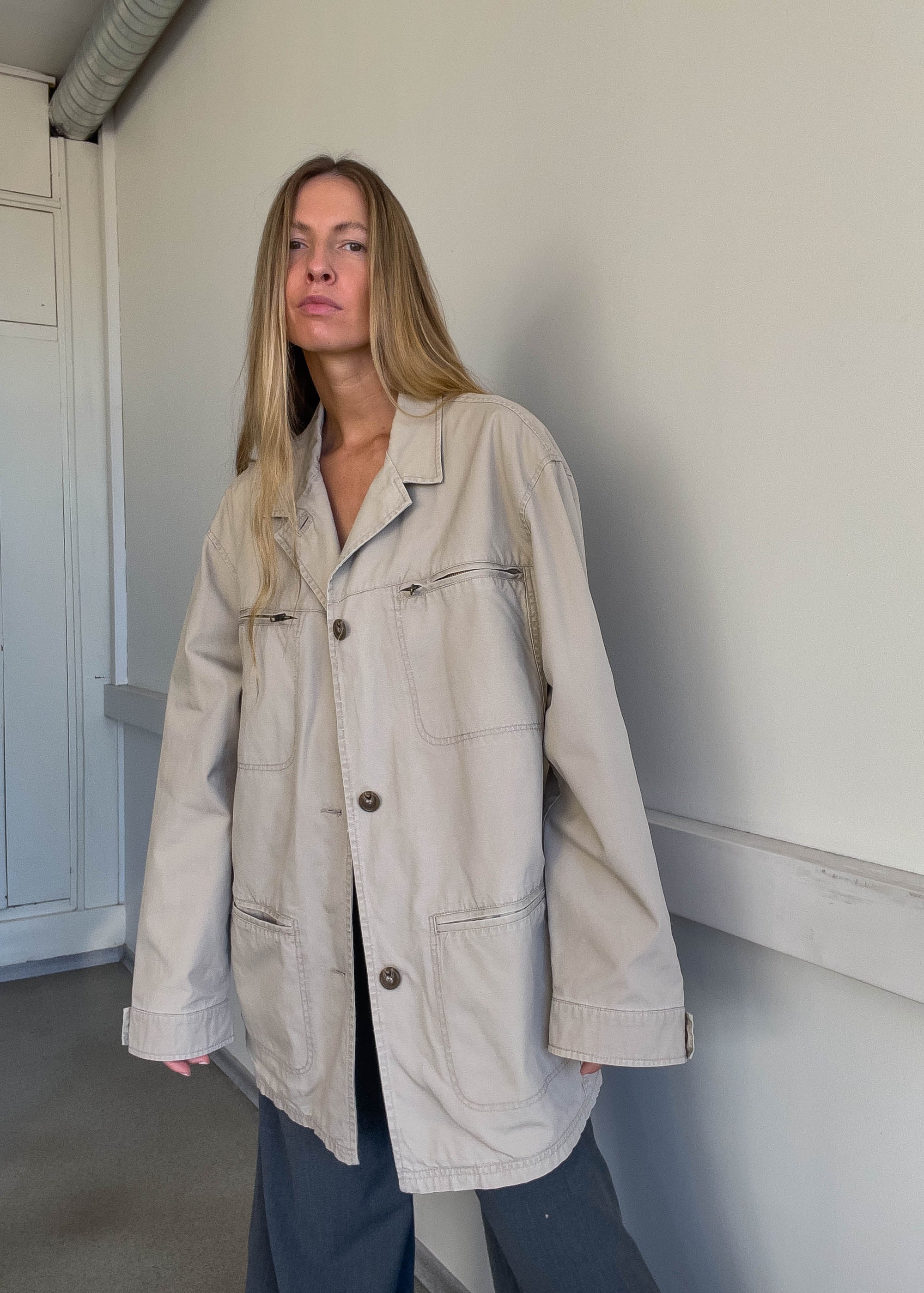 Vintage Grey Oversized Cotton Jacket