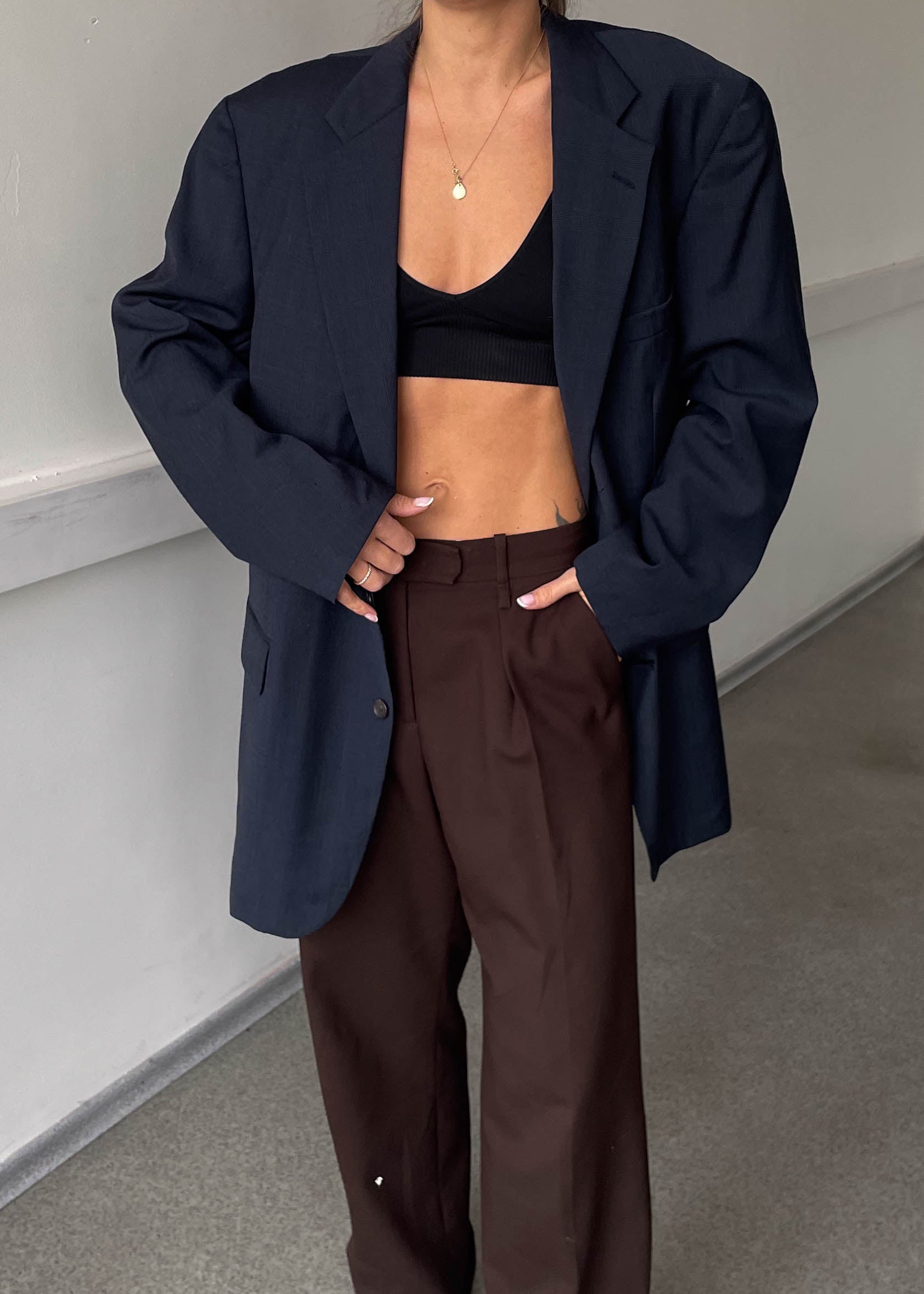 Vintage Blue Patterned 100% WOOL Oversized Blazer CHAPS by RALPH LAUREN