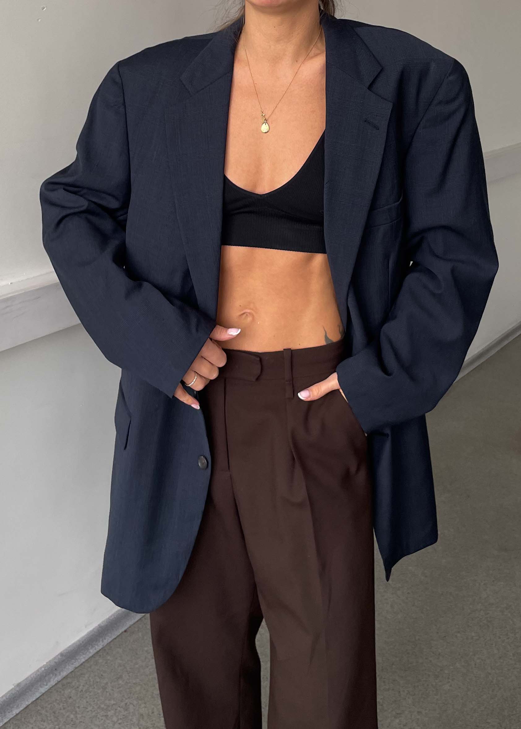 Vintage Blue Patterned 100% WOOL Oversized Blazer CHAPS by RALPH LAUREN