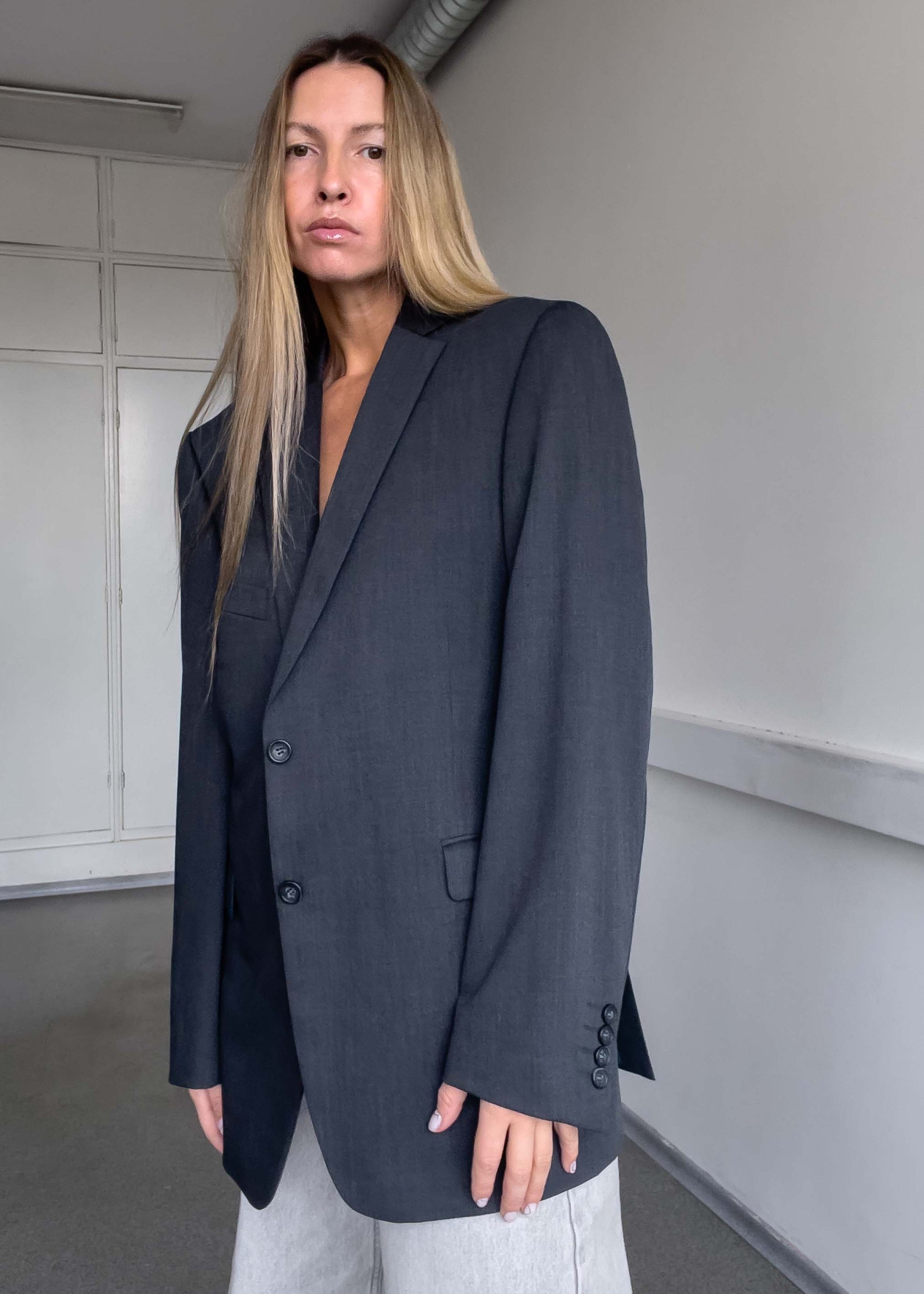 Vintage Grey Oversized Blazer