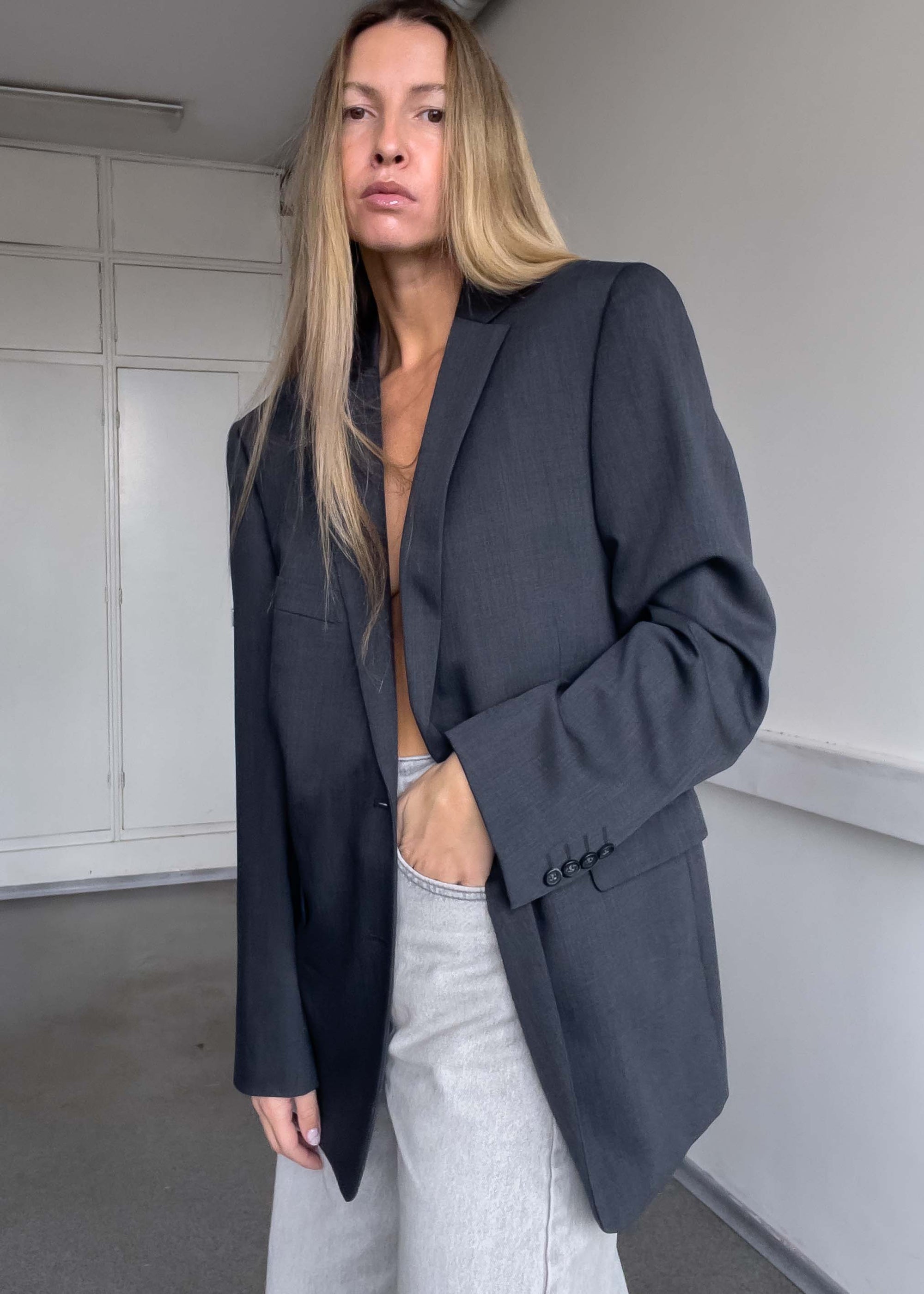 Vintage Grey Oversized Blazer