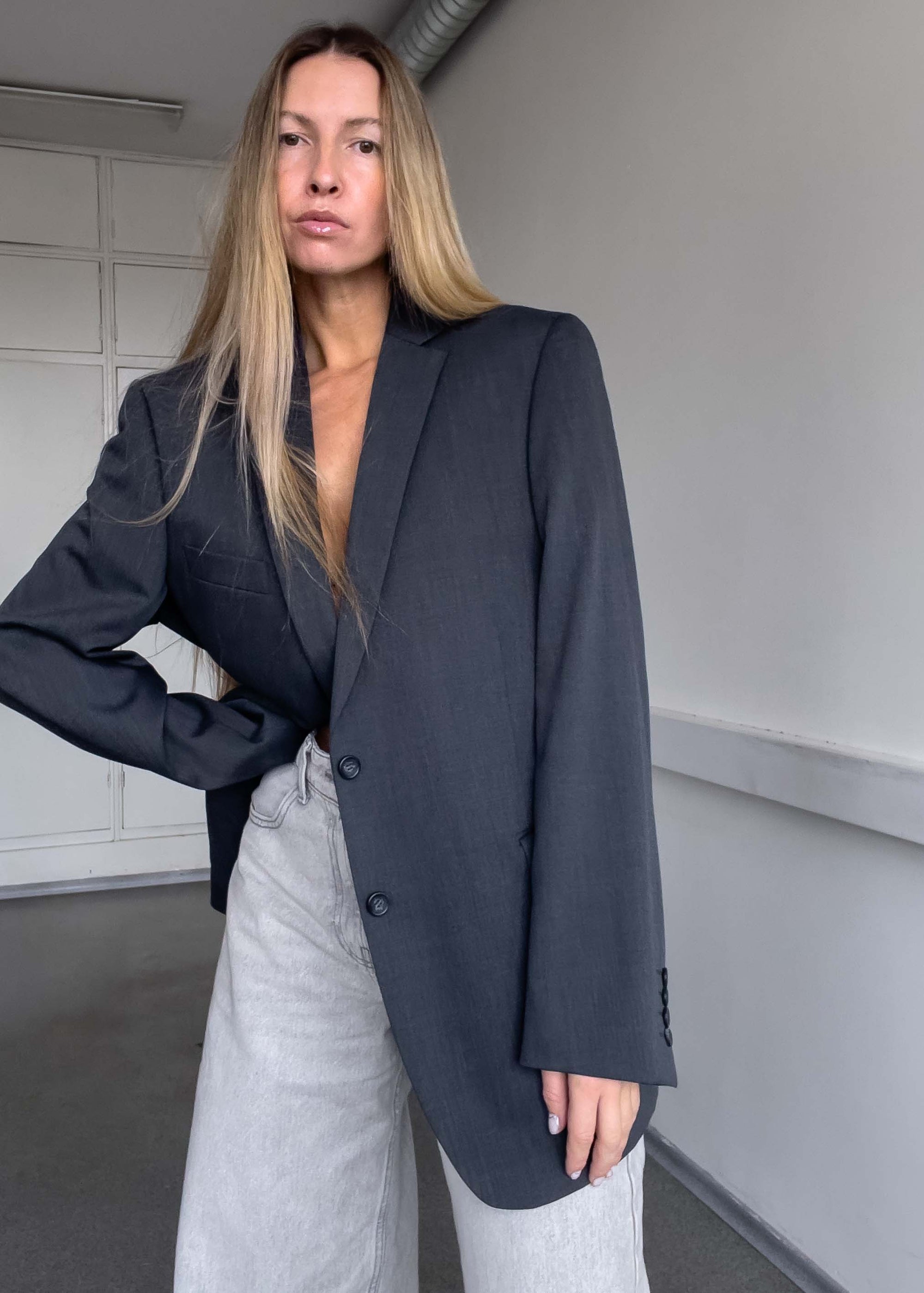 Vintage Grey Oversized Blazer