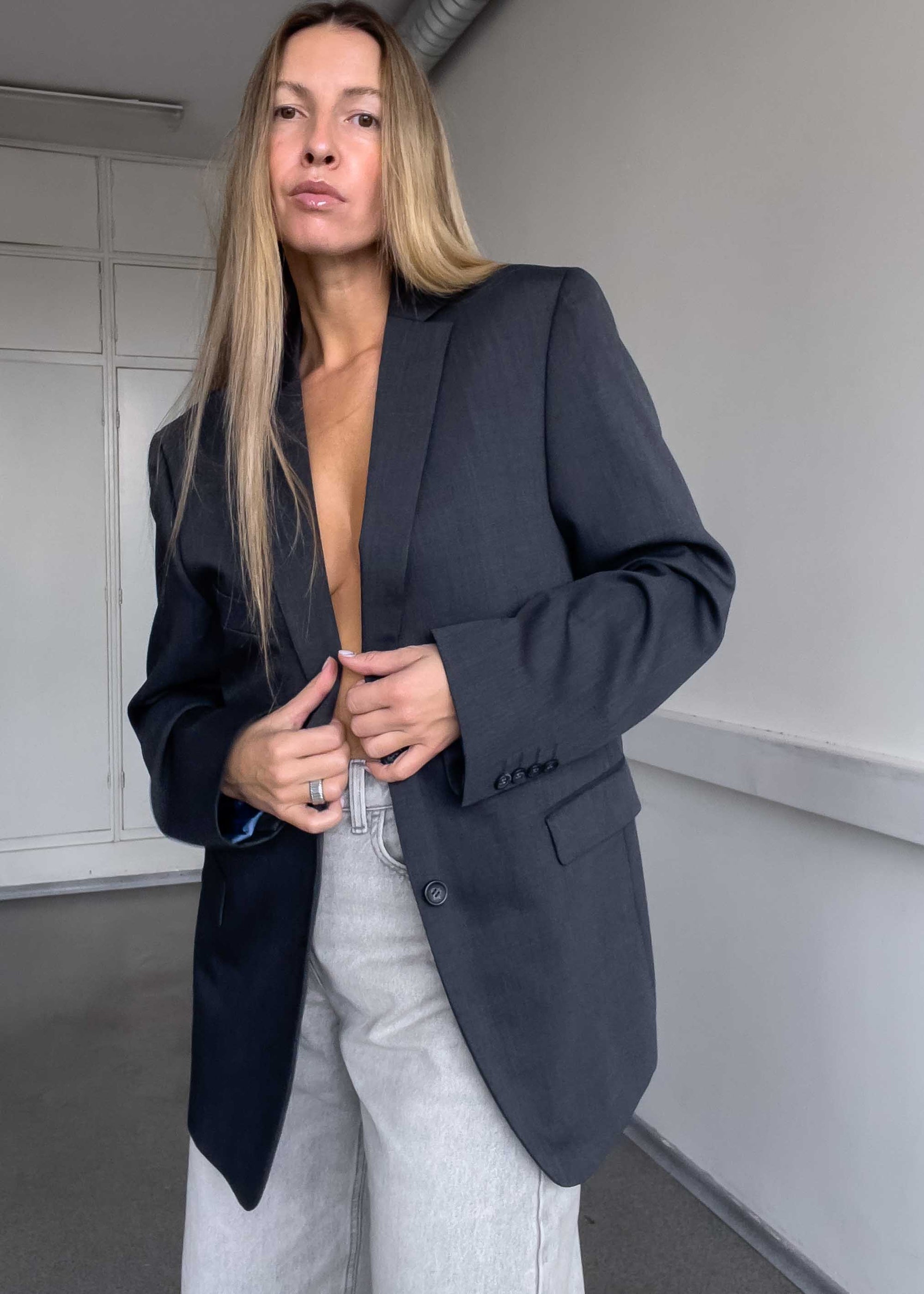 Vintage Grey Oversized Blazer