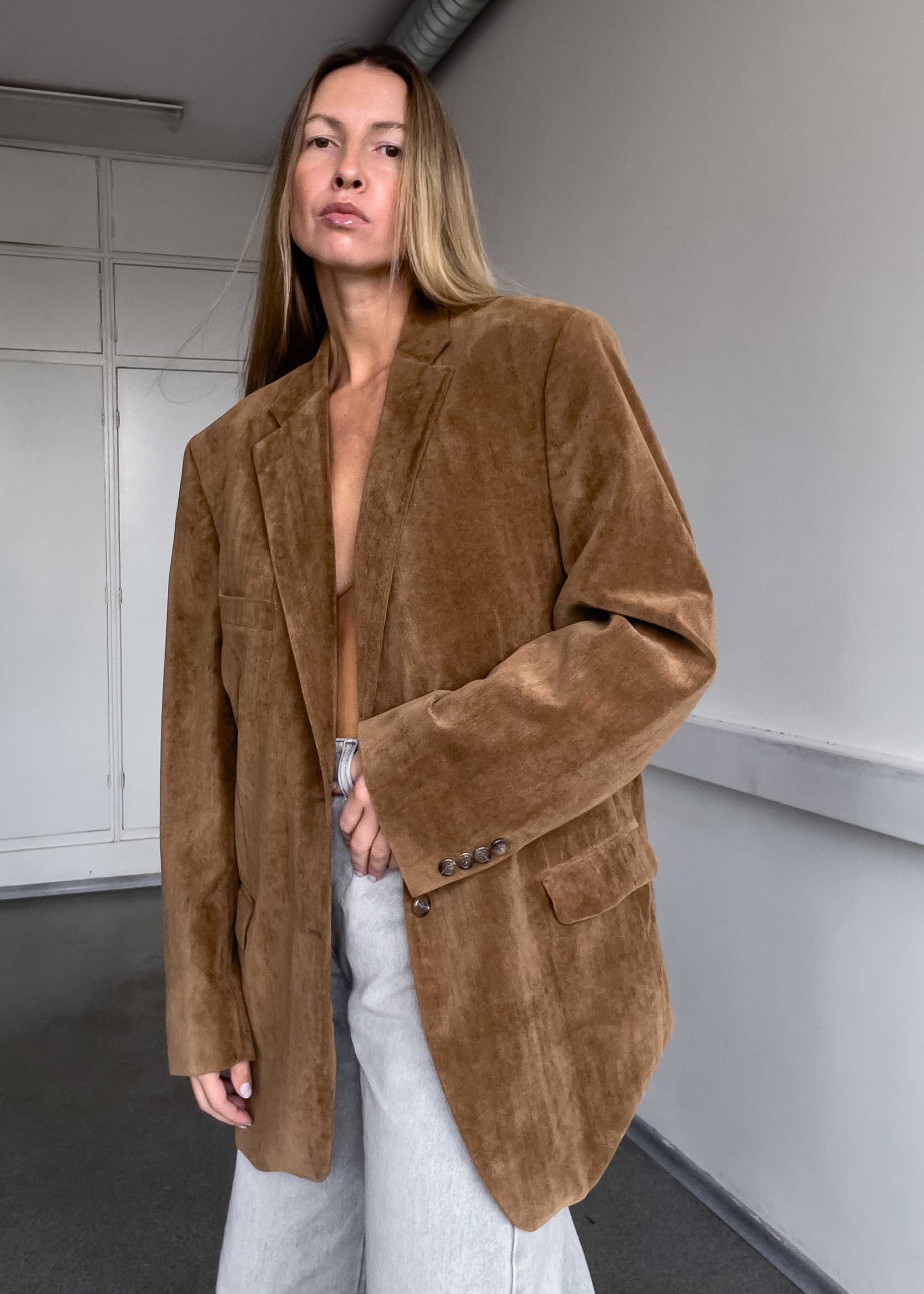 Vintage Brown Corduroy Oversized Blazer