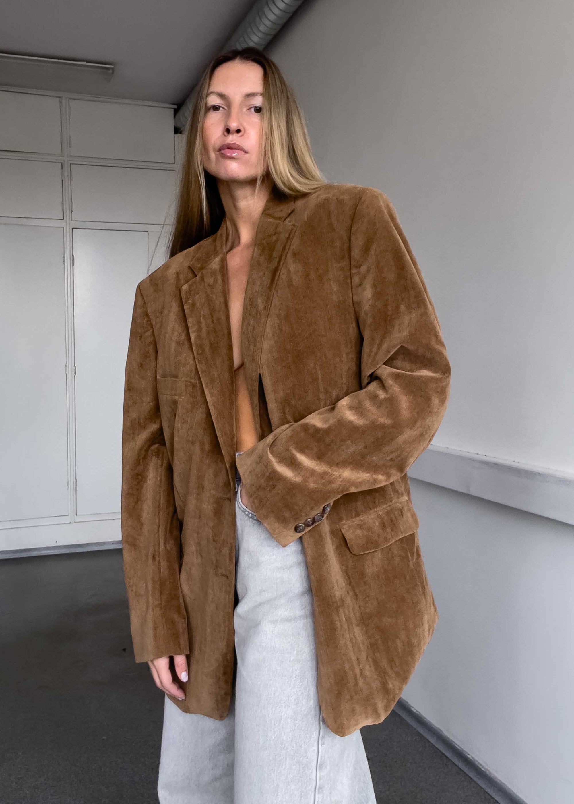 Vintage Brown Corduroy Oversized Blazer