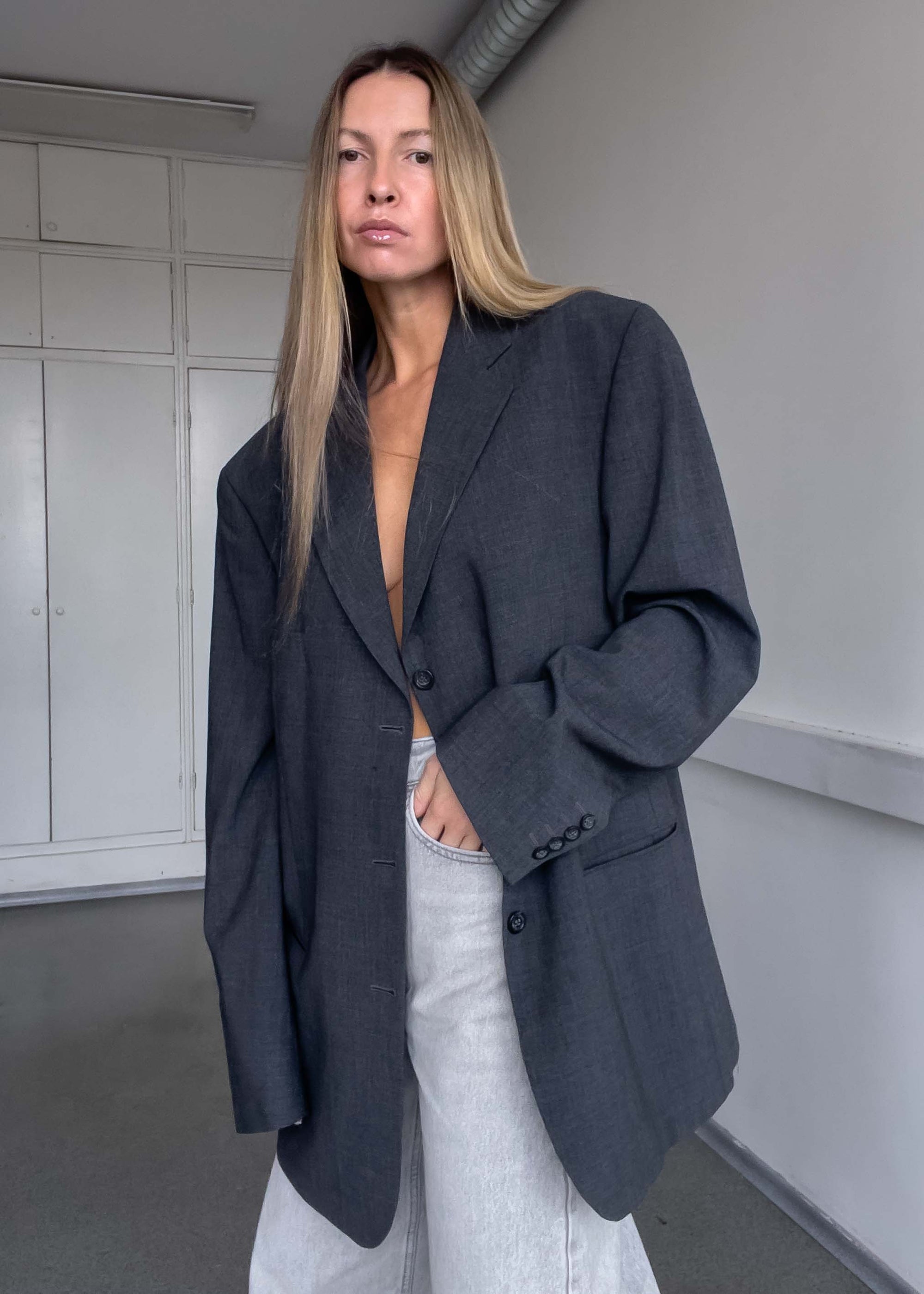 Vintage Grey Oversized Blazer