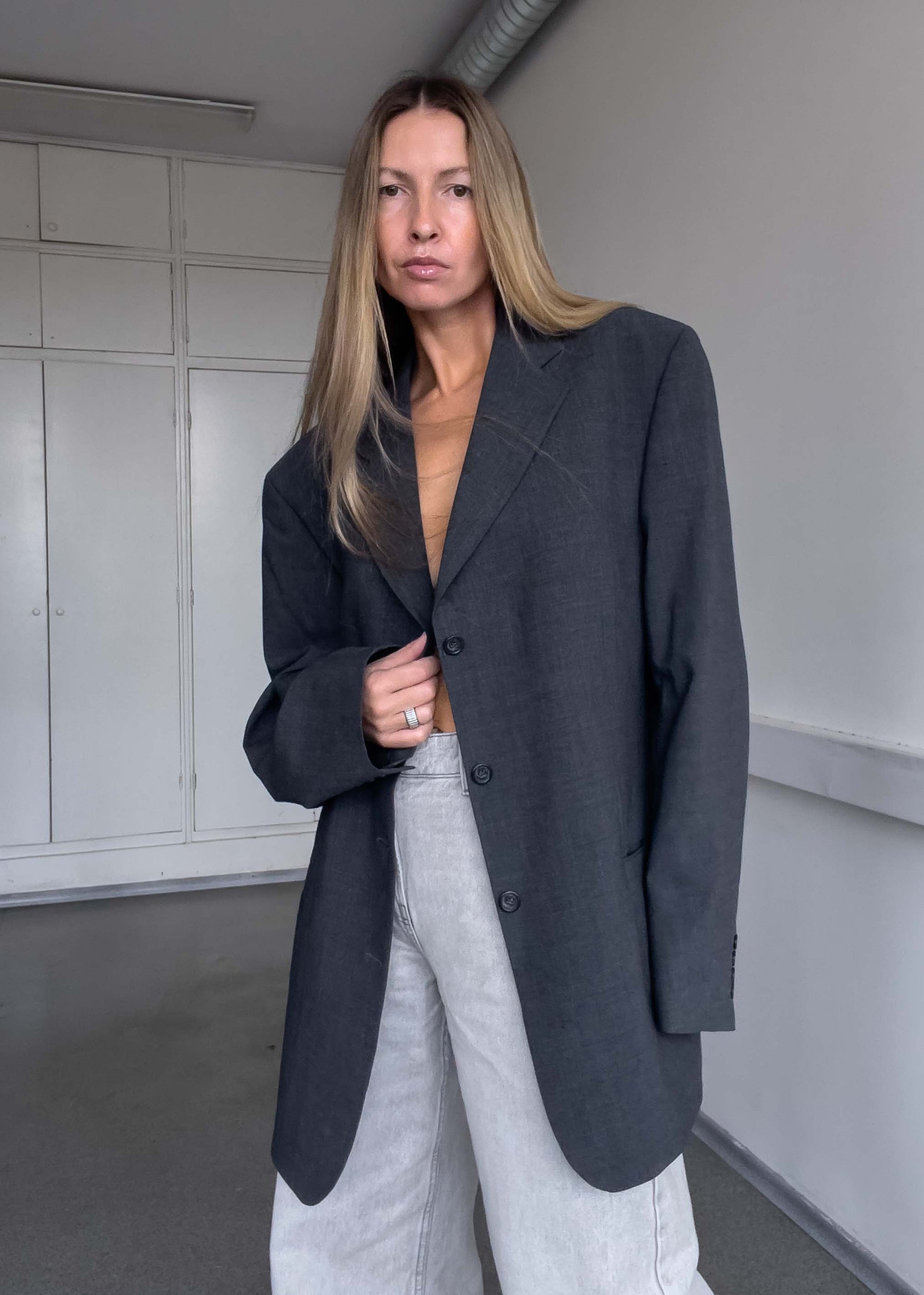 Vintage Grey Oversized Blazer