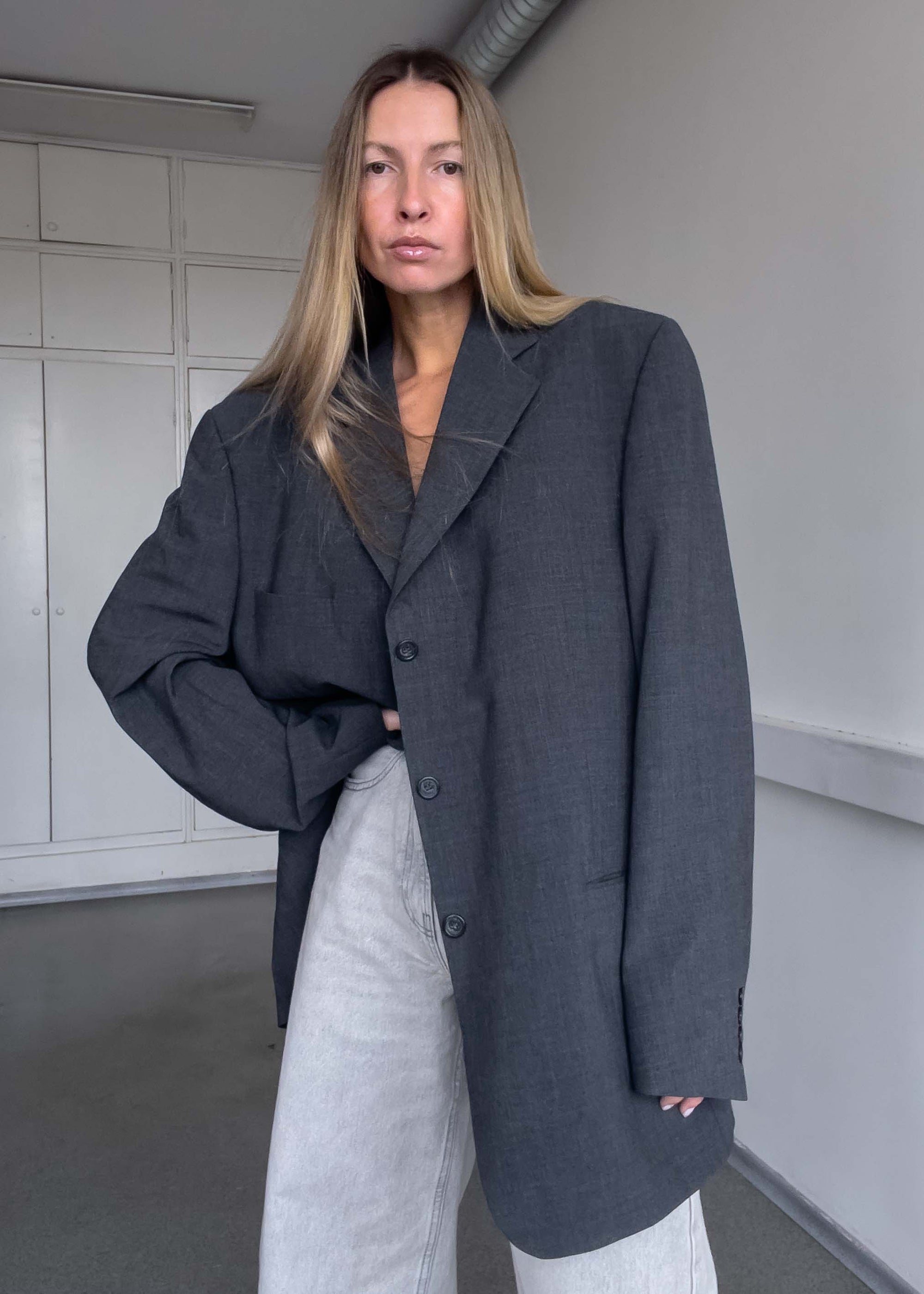 Vintage Grey Oversized Blazer