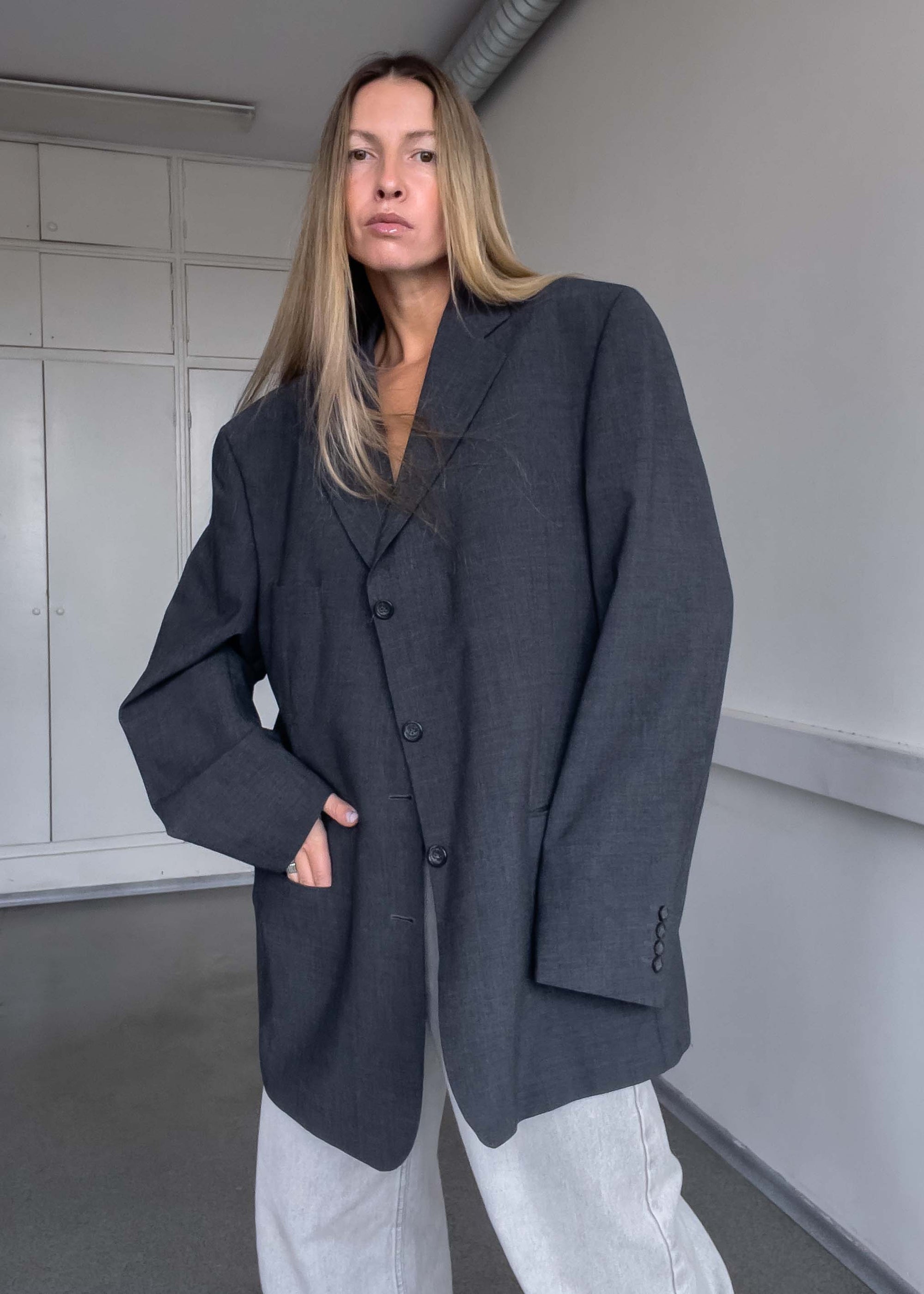 Vintage Grey Oversized Blazer