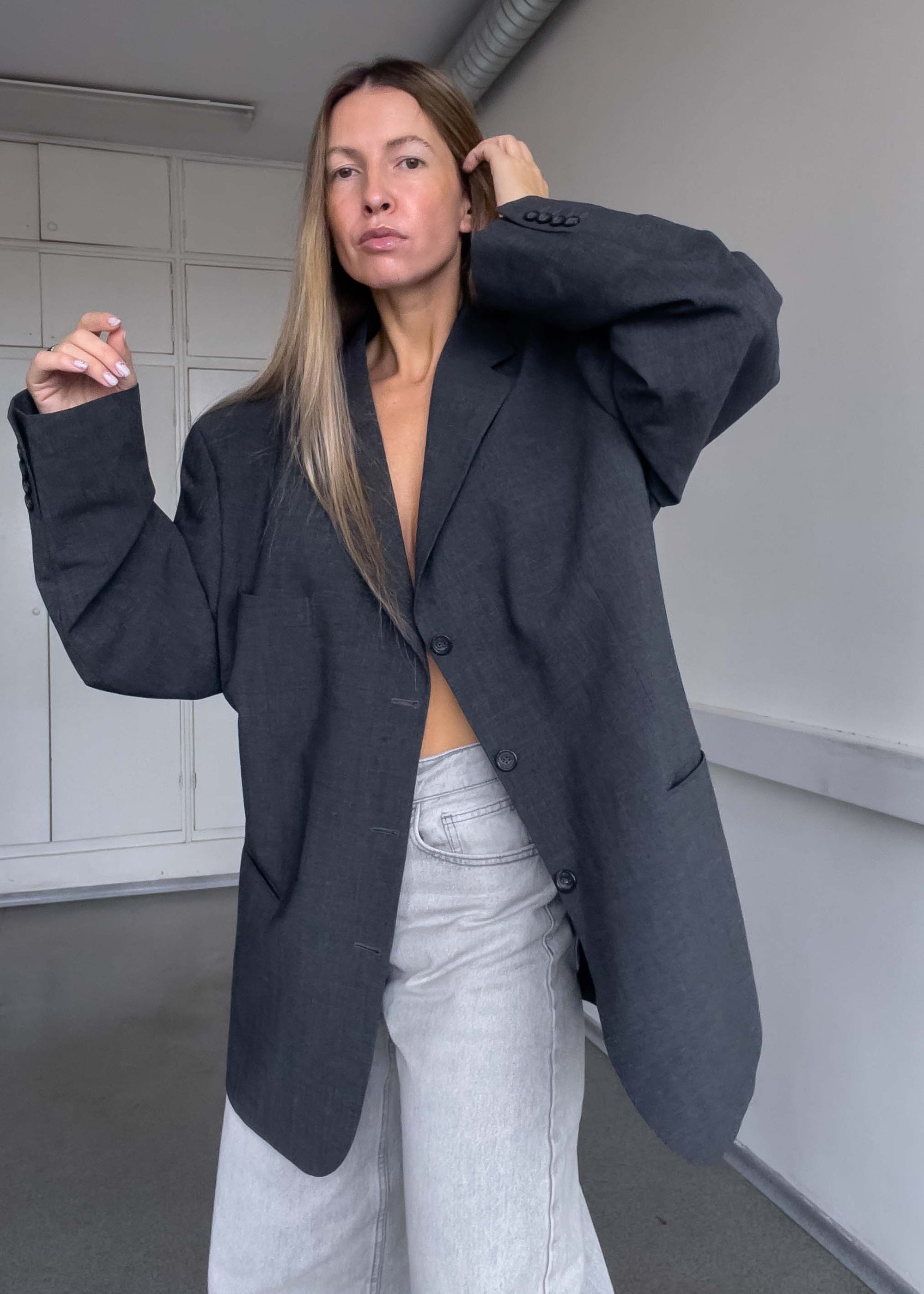 Vintage Grey Oversized Blazer