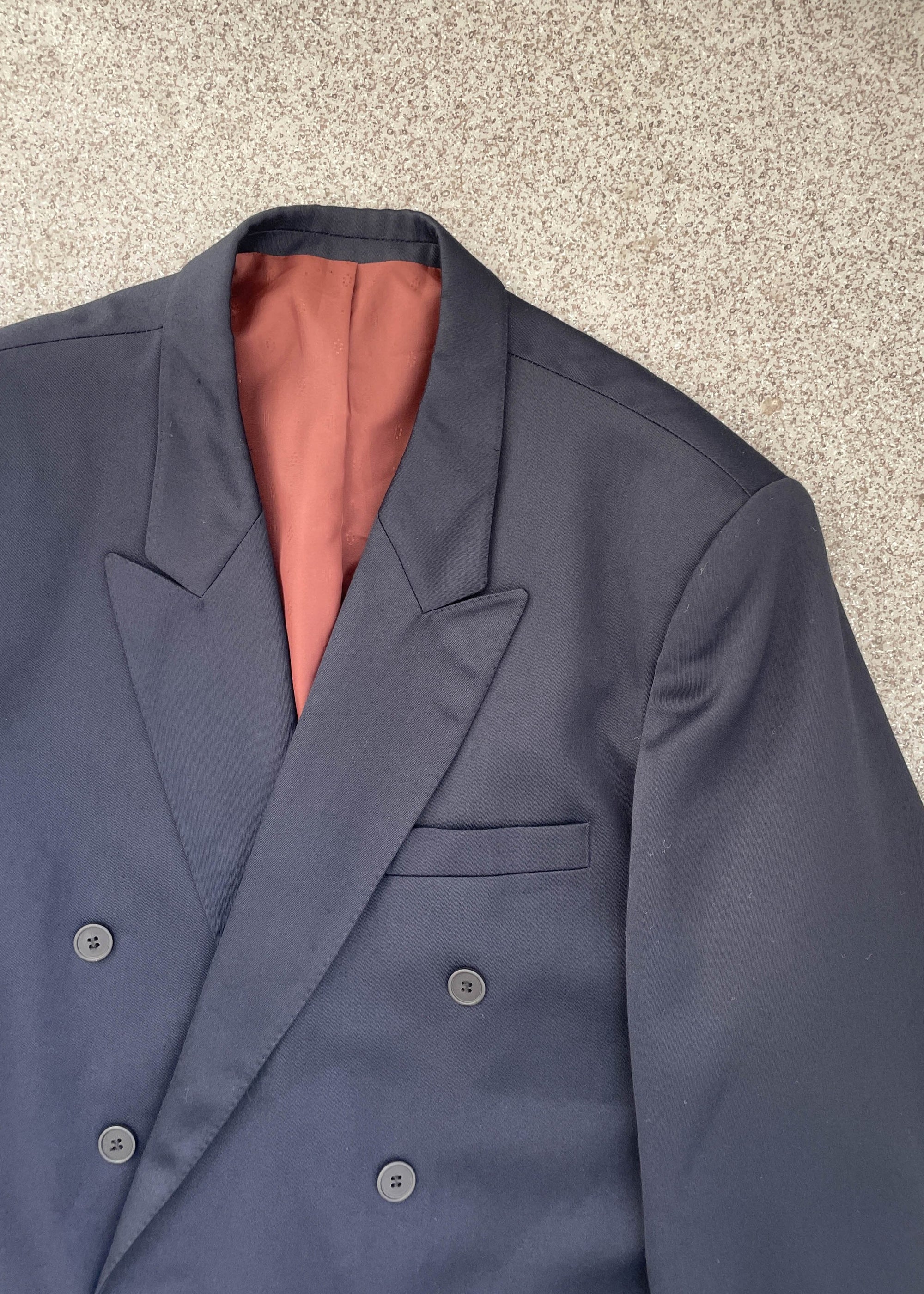 Vintage Navy Blue Oversized Double Breasted Blazer