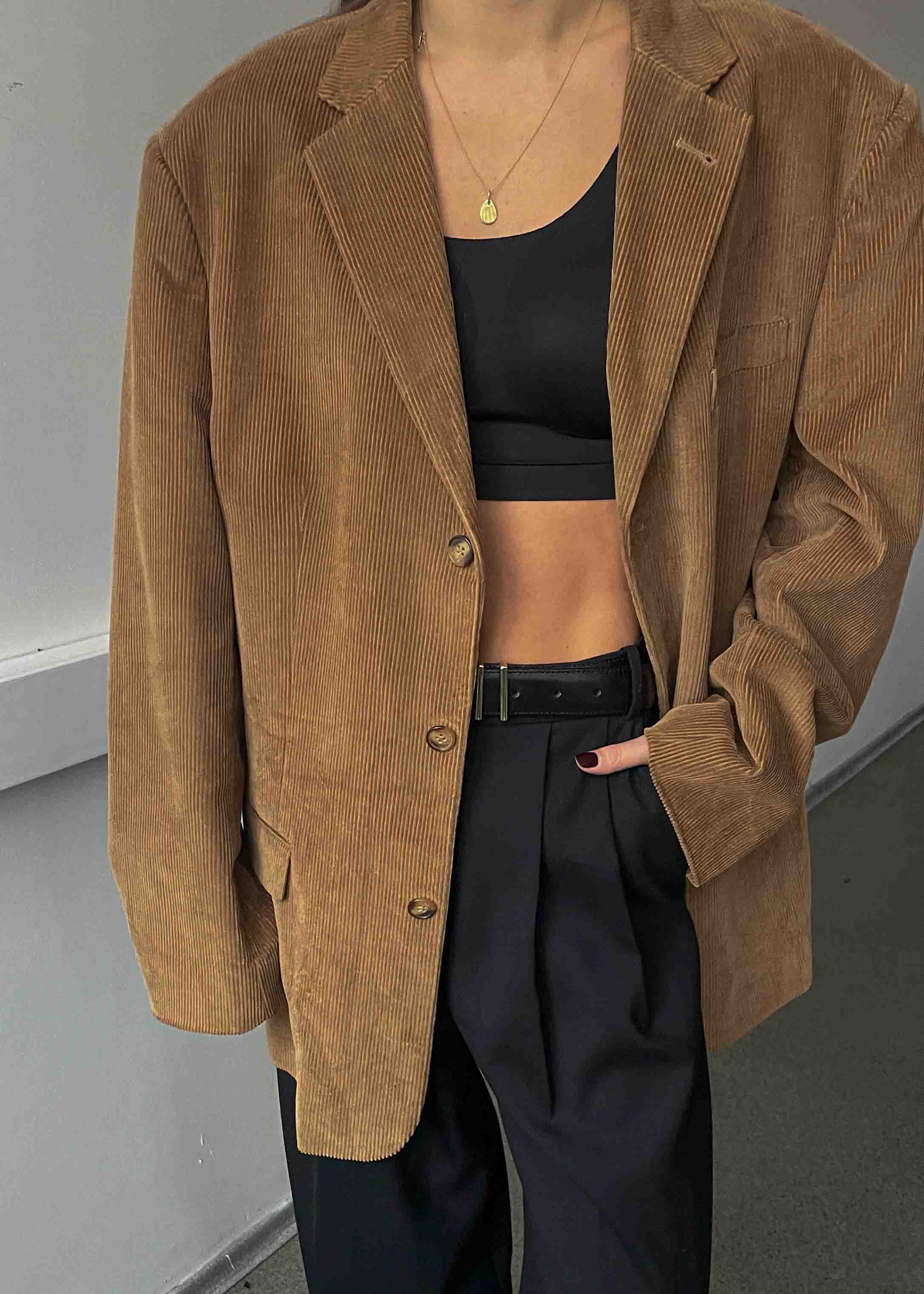 Vintage Camel Brown Oversized Corduroy Blazer