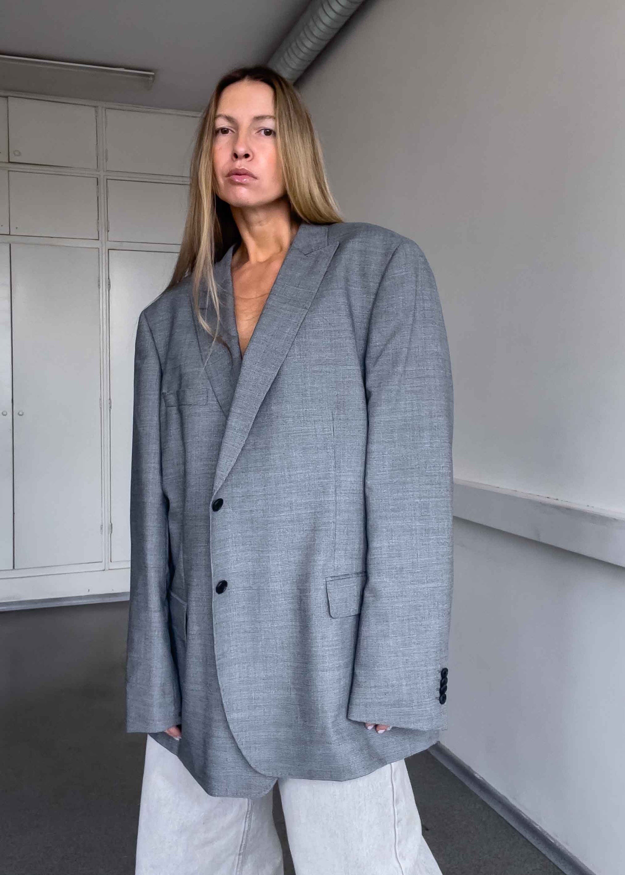Vintage Grey Oversized Blazer