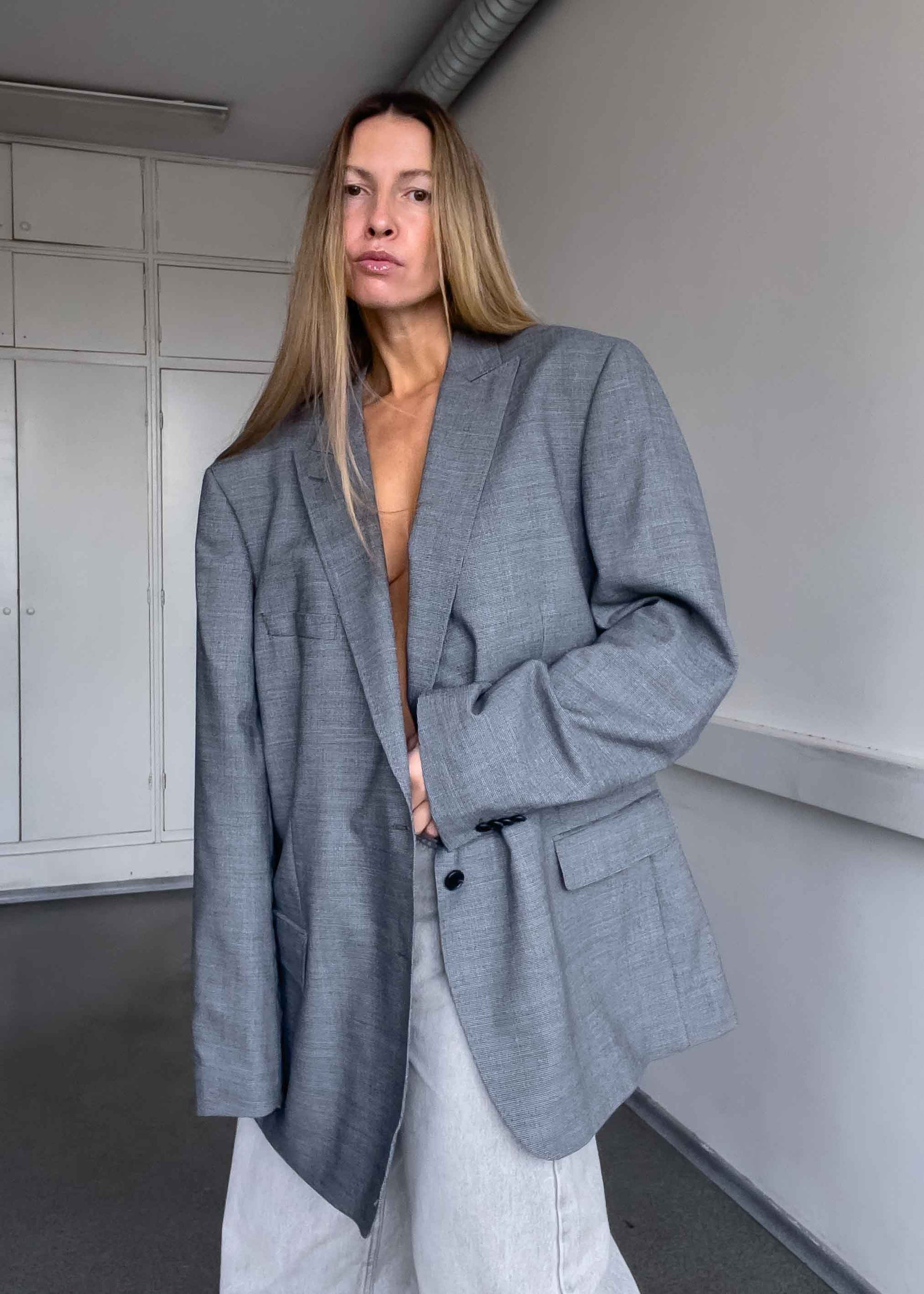 Vintage Grey Oversized Blazer