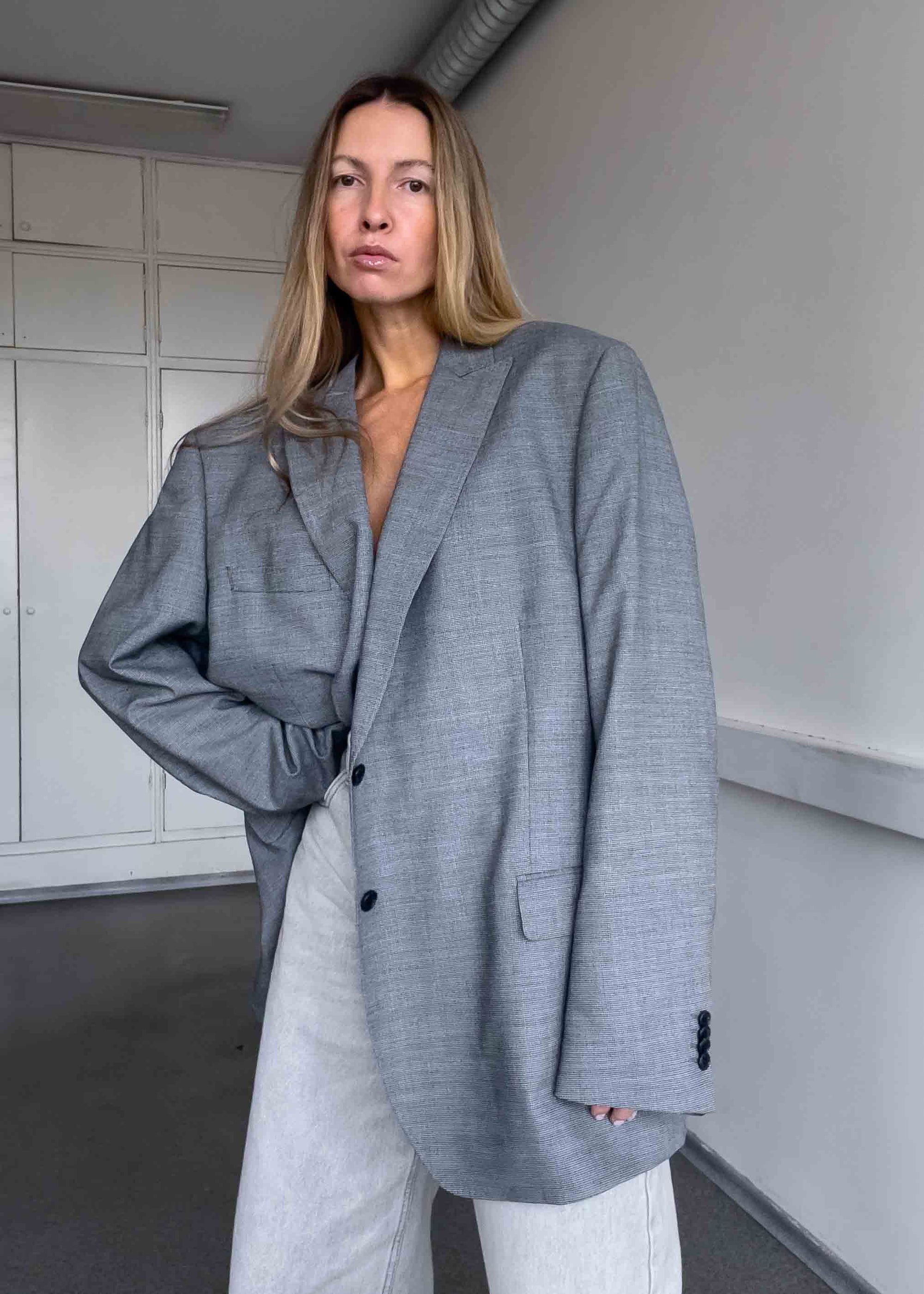 Vintage Grey Oversized Blazer