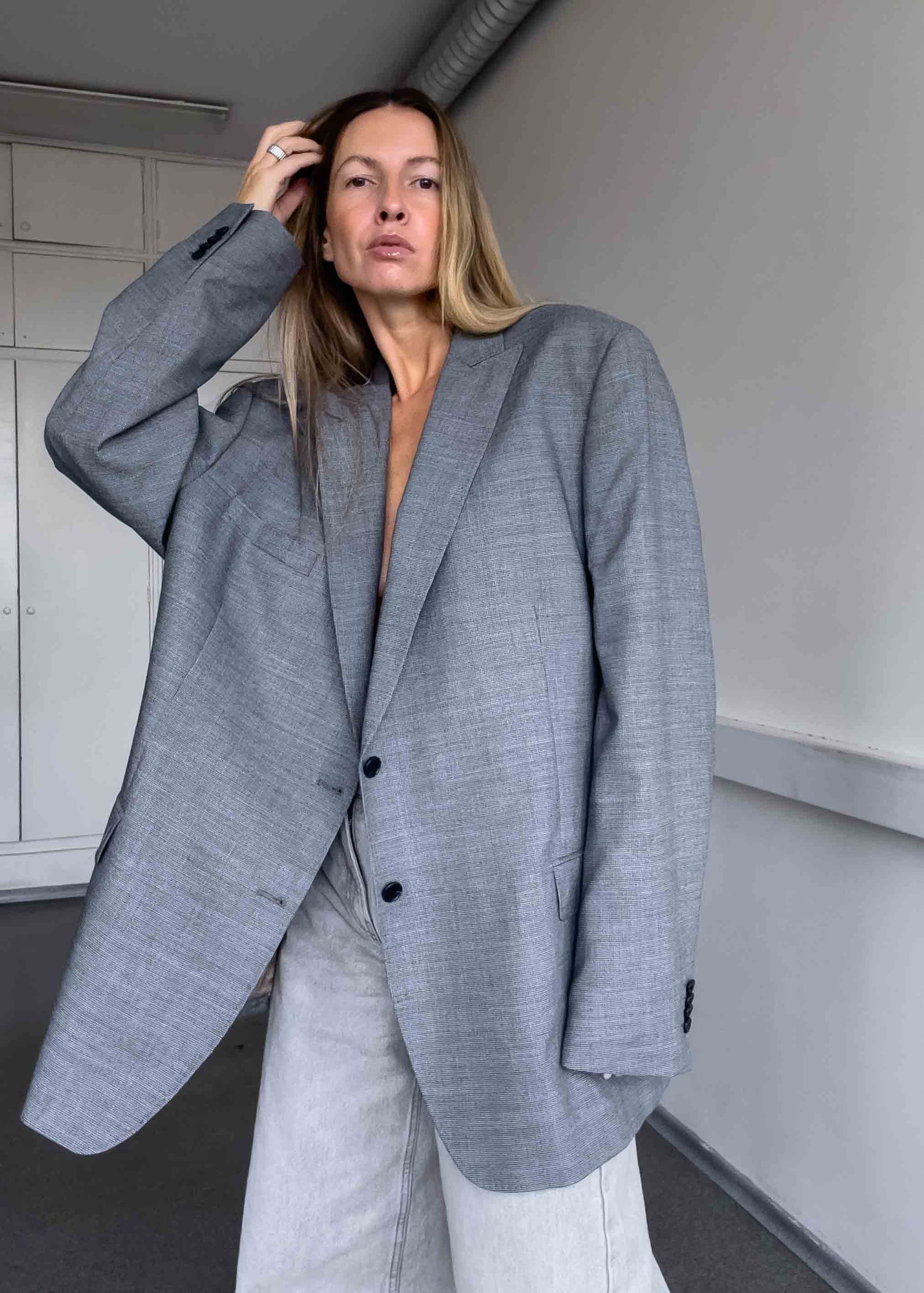 Vintage Grey Oversized Blazer