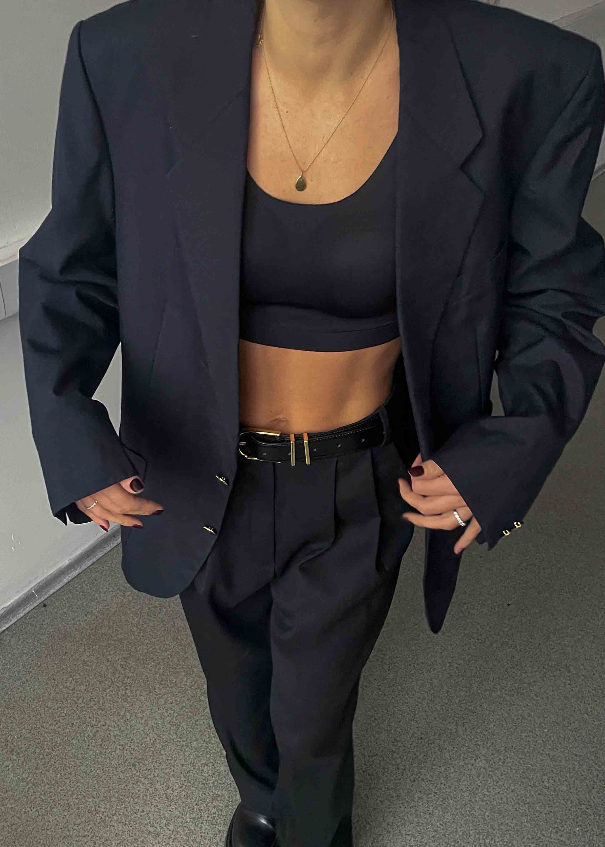 Vintage Navy Blue Oversized Blazer