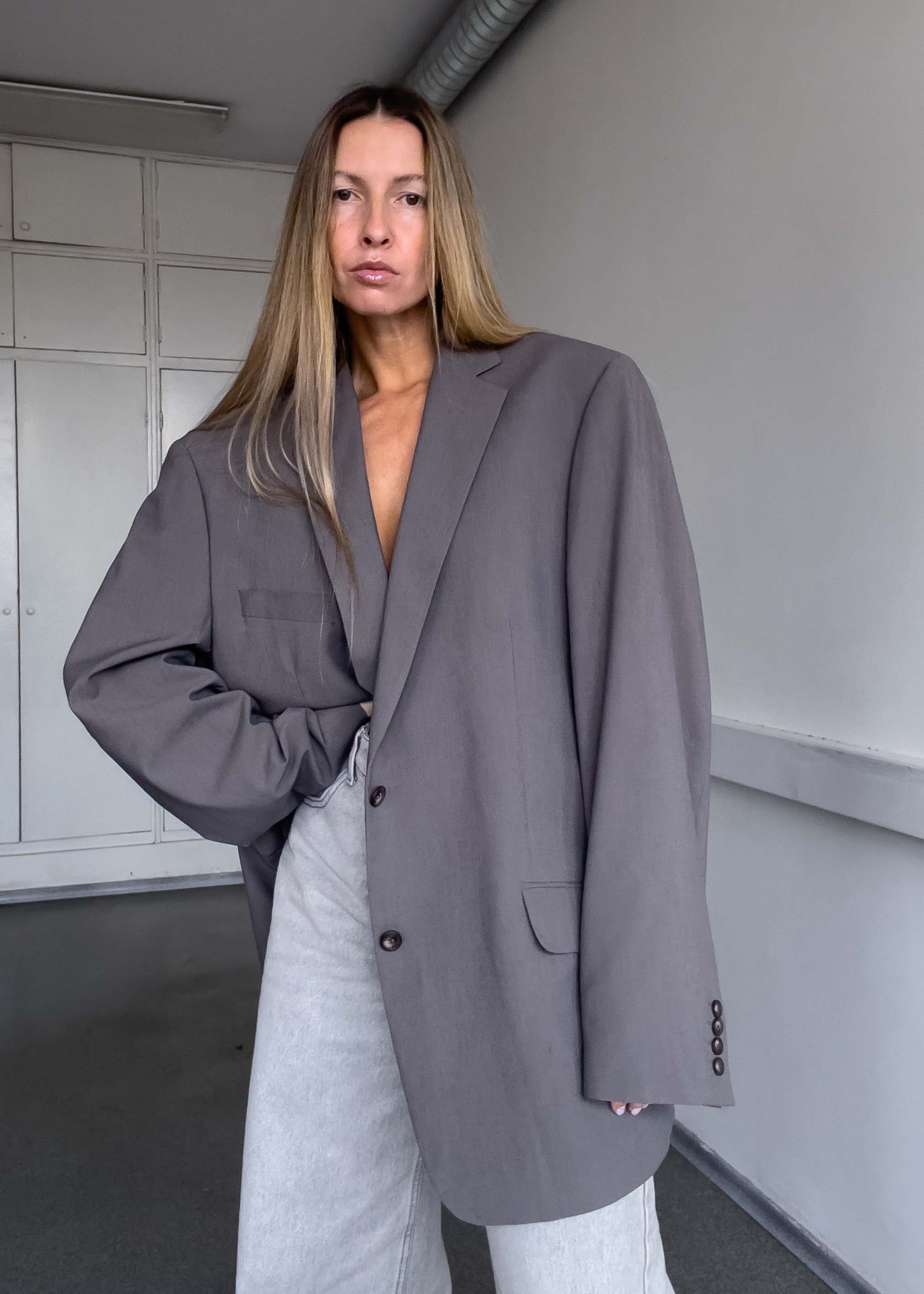 Vintage Grey Oversized Blazer