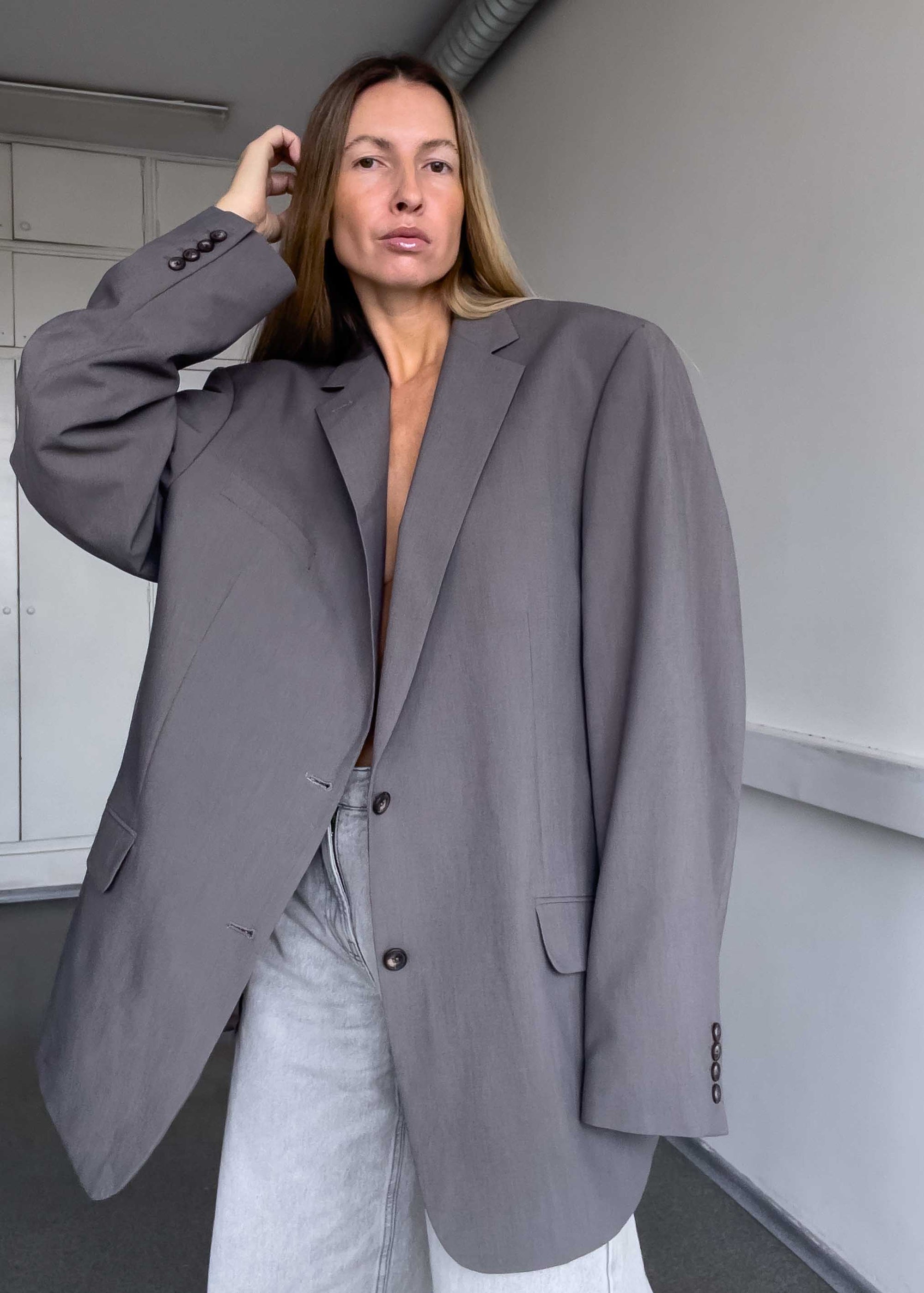 Vintage Grey Oversized Blazer