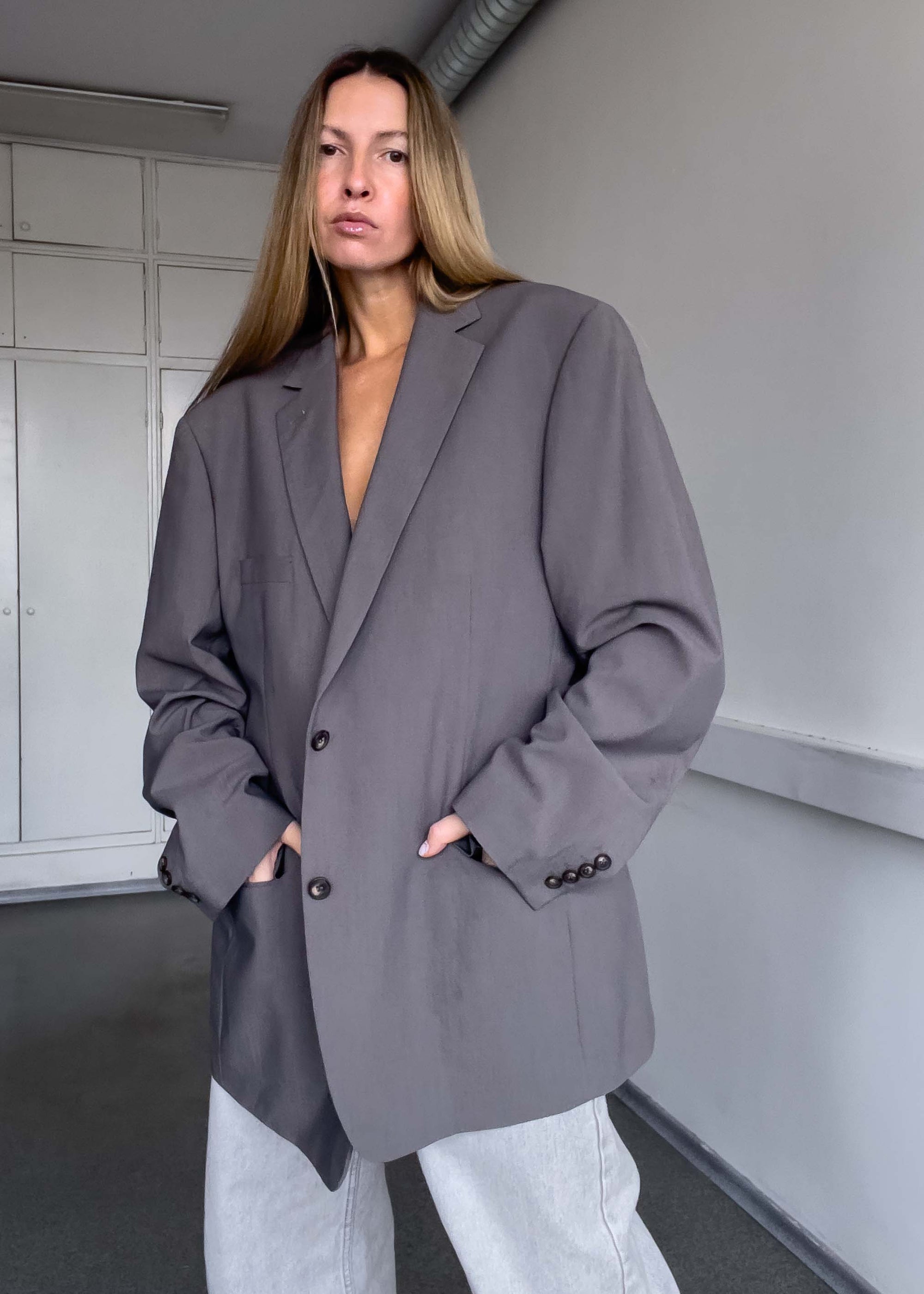 Vintage Grey Oversized Blazer