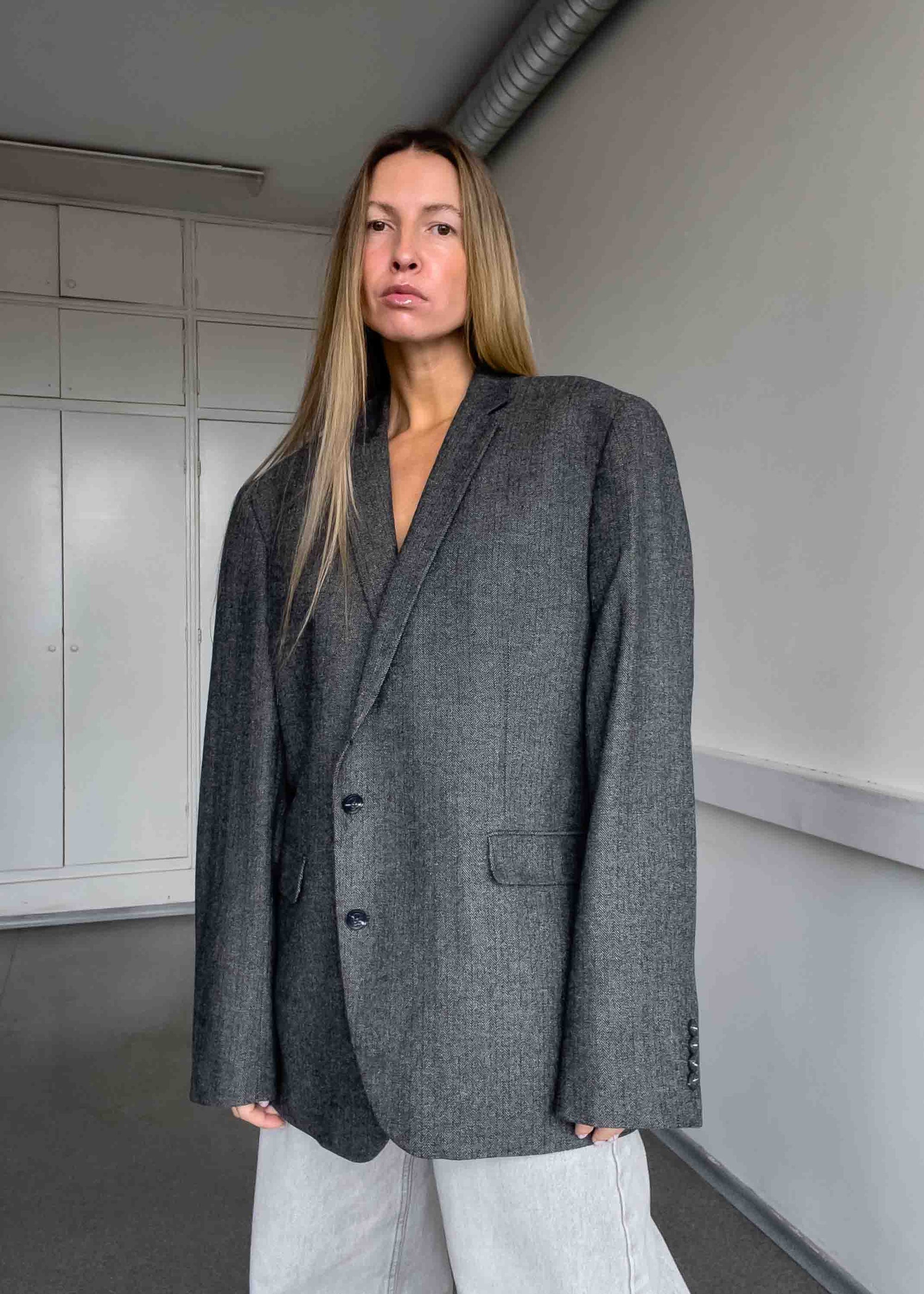 Vintage Grey Oversized Thick Blazer