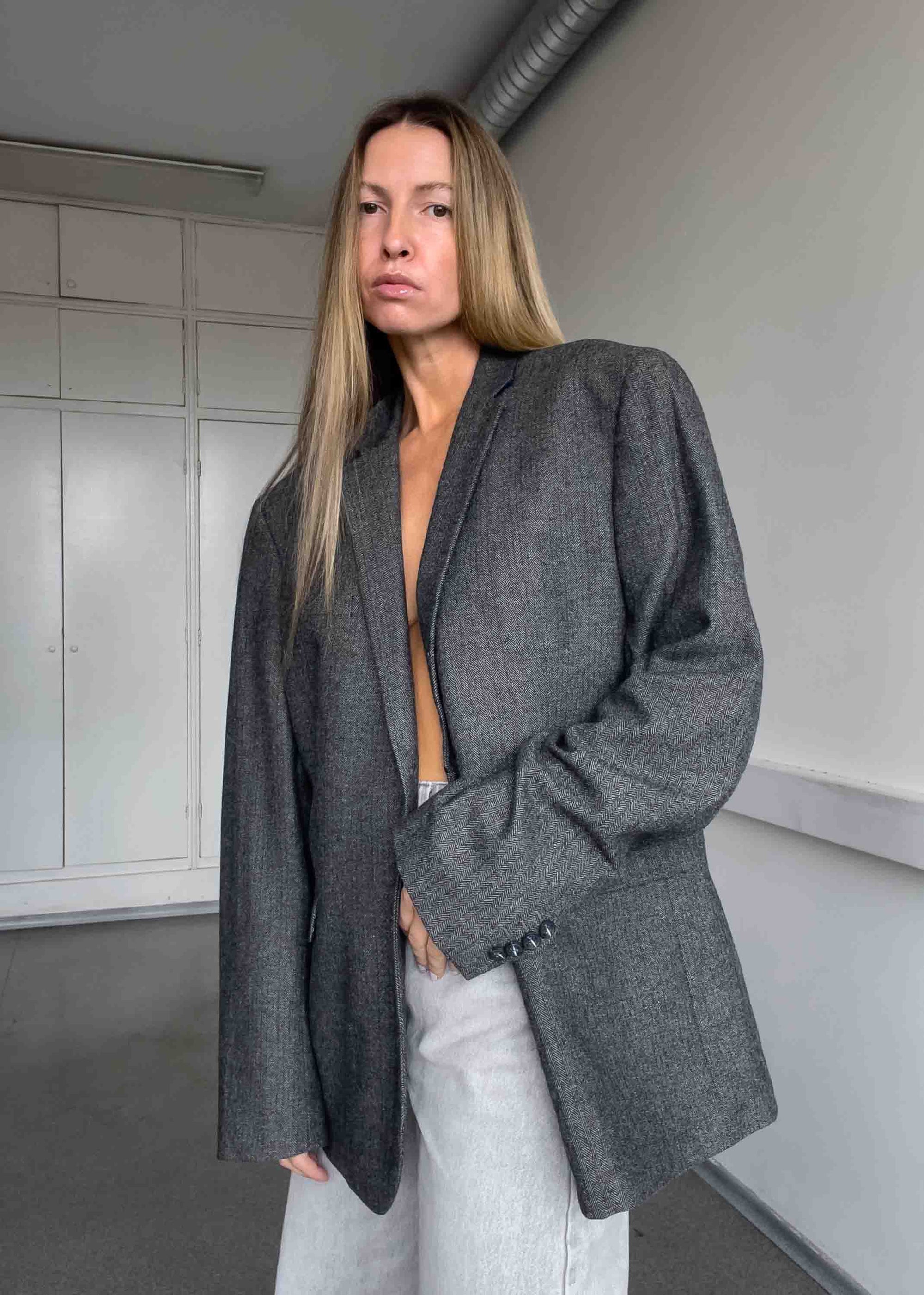 Vintage Grey Oversized Thick Blazer