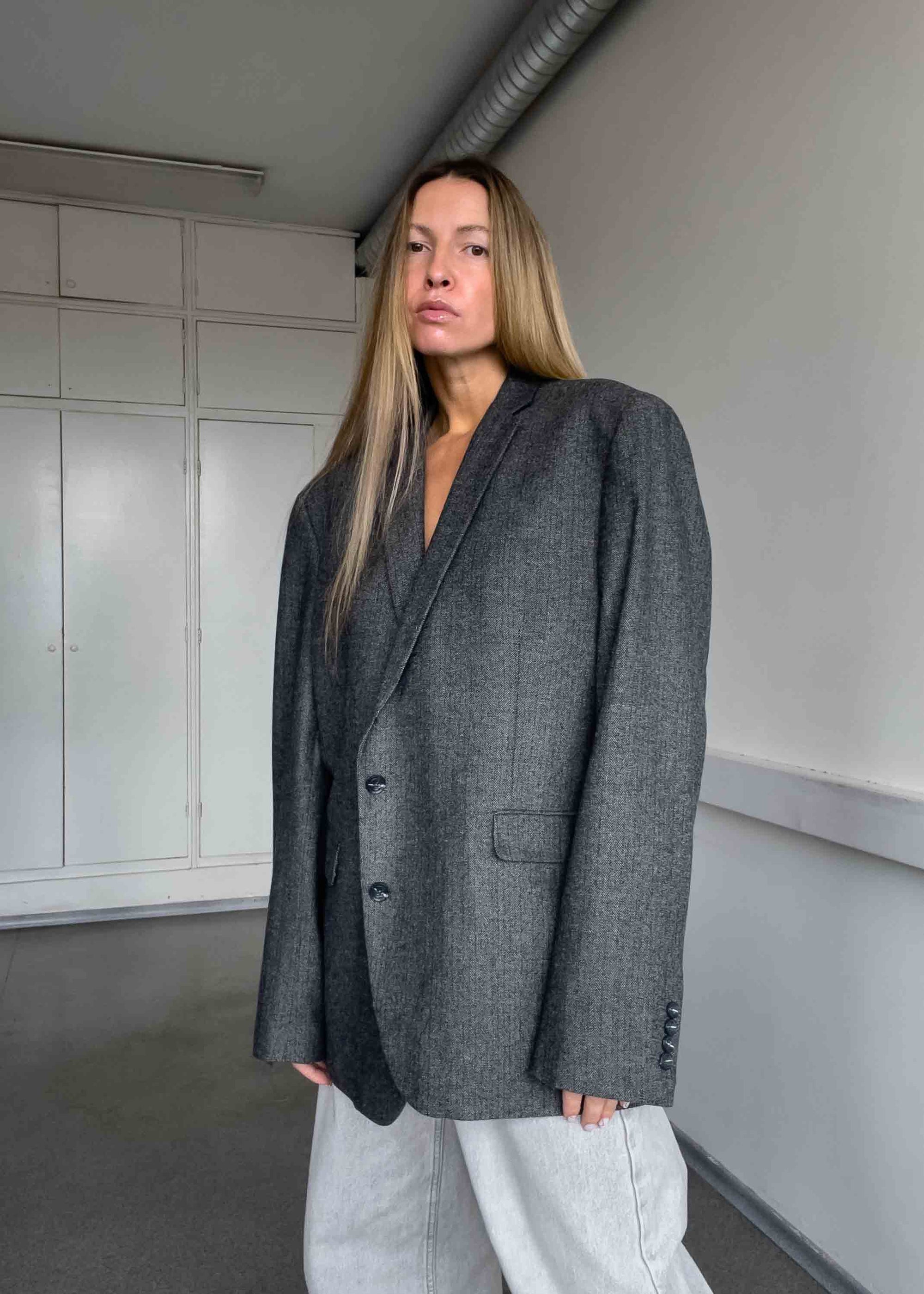 Vintage Grey Oversized Thick Blazer
