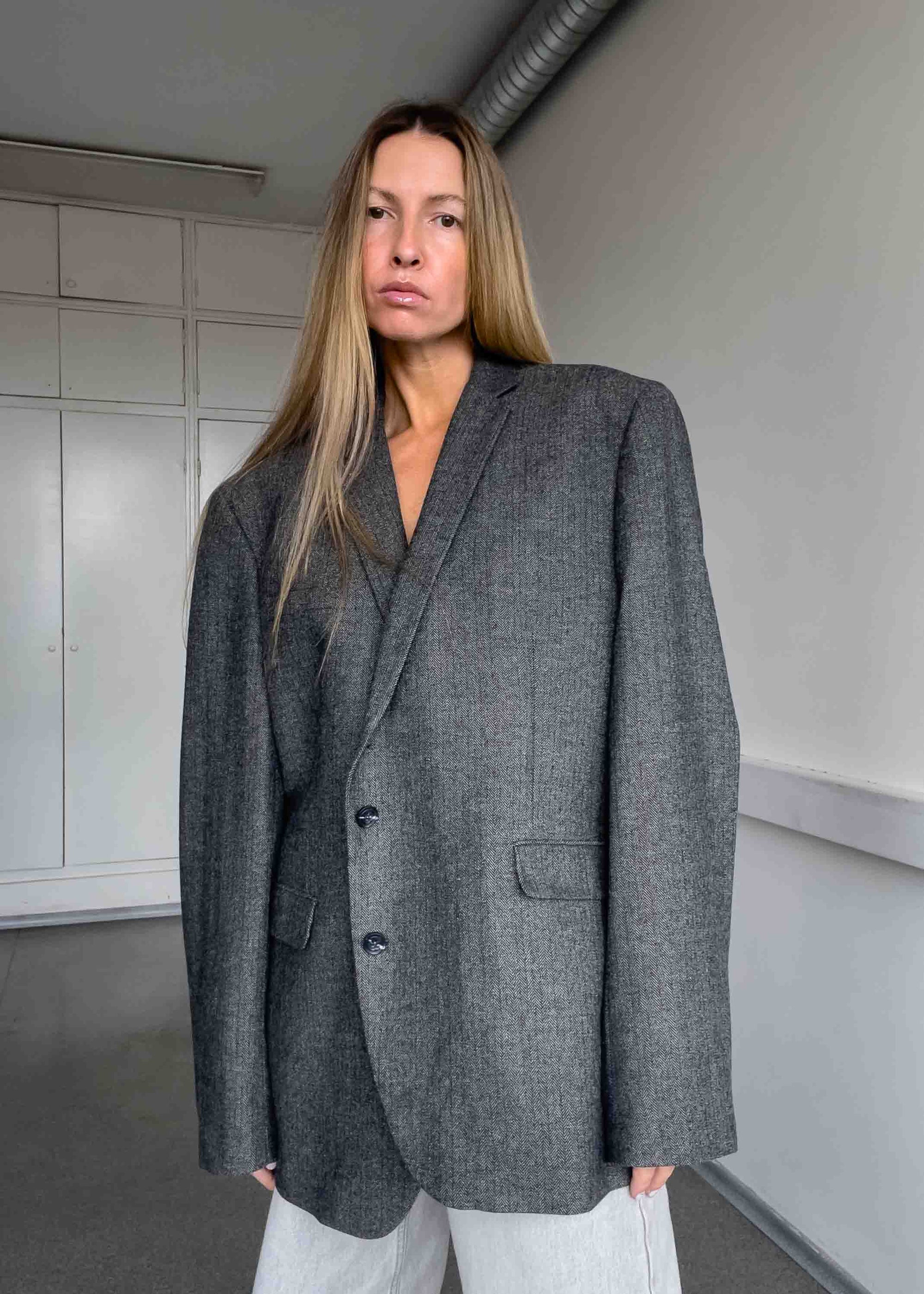 Vintage Grey Oversized Thick Blazer